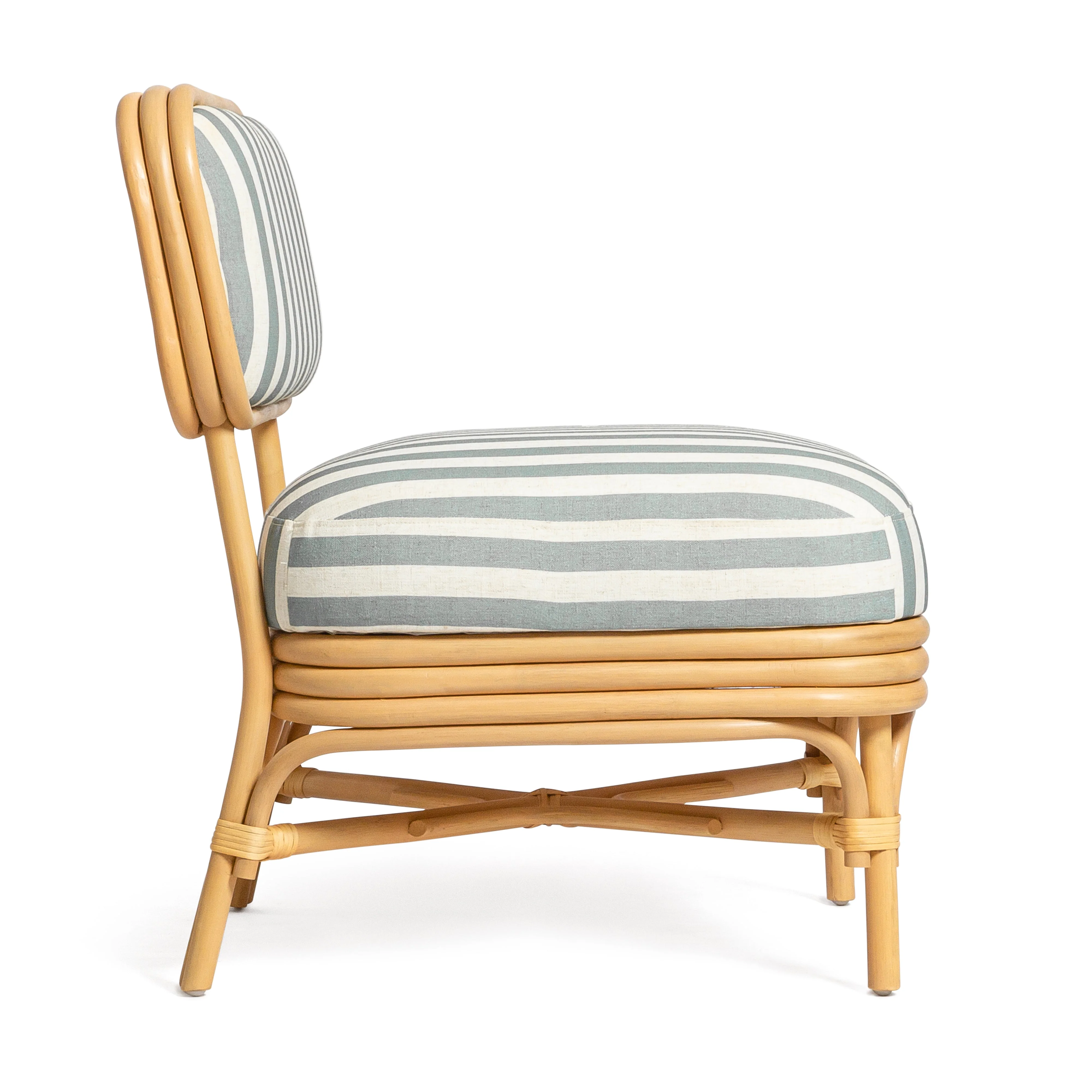 Dorine Striped Performance Linen & Rattan Accent Chair - Image 3