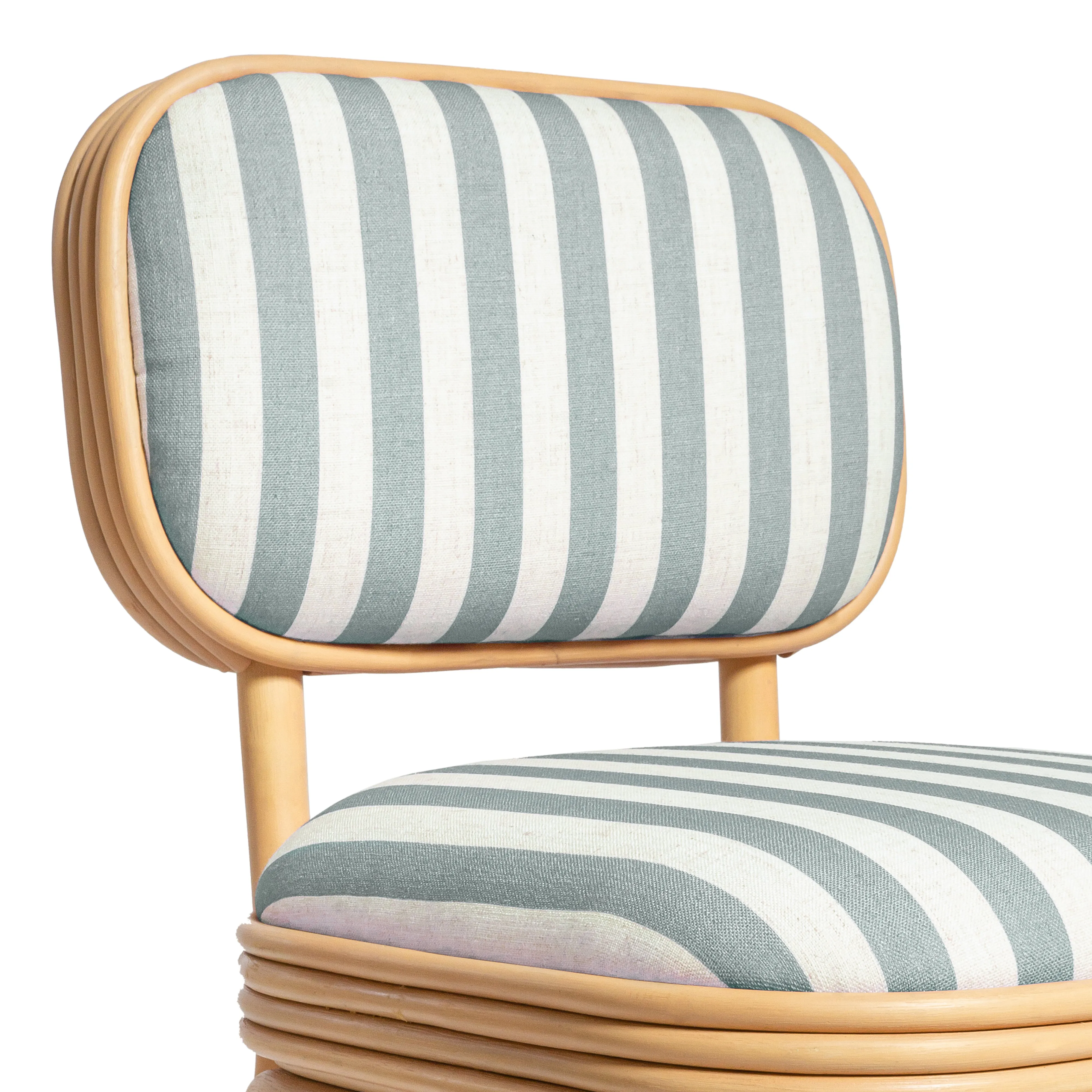 Dorine Striped Performance Linen & Rattan Dining Chair - Image 5