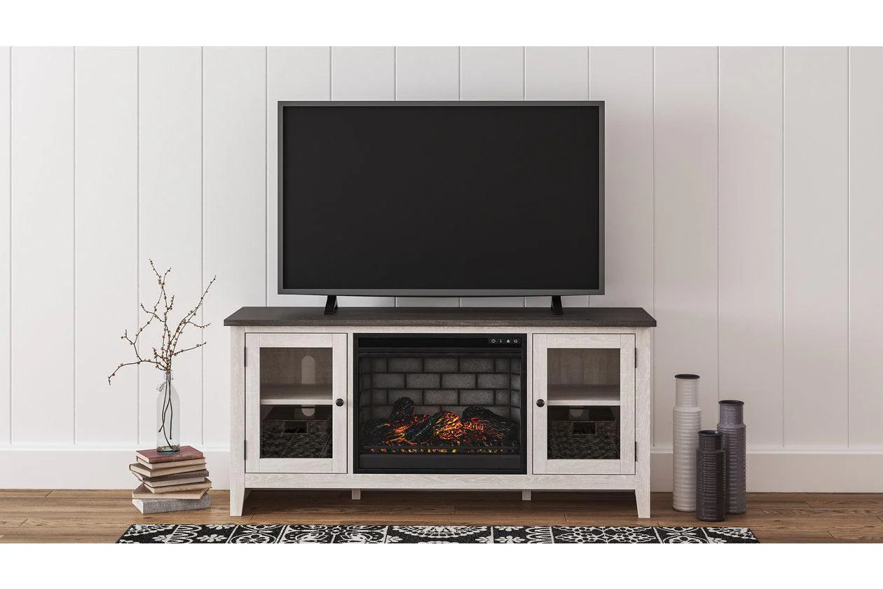 Dorrinson Two-tone 60" TV Stand with Electric Fireplace - Image 2