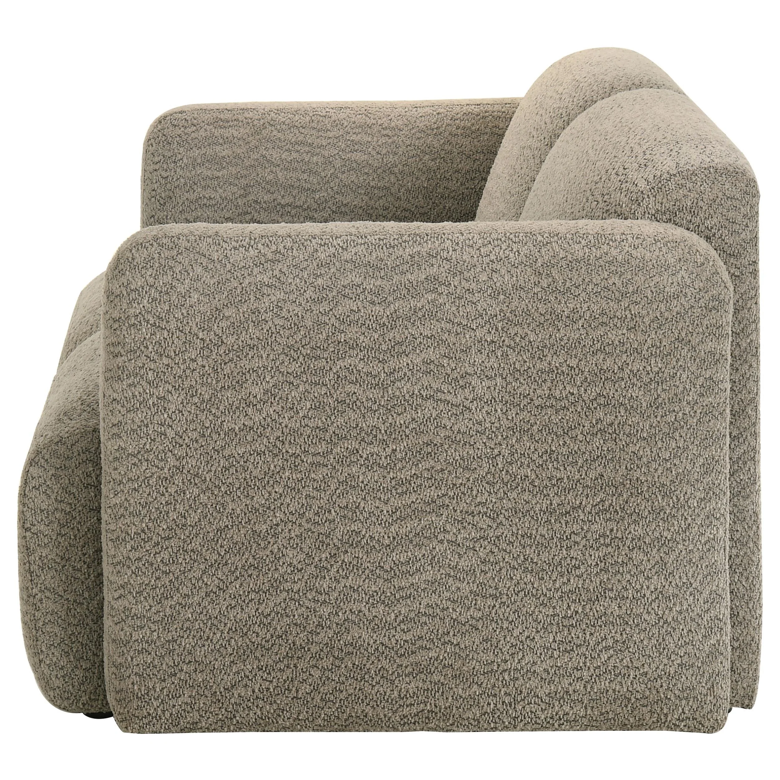 Dorset Brown Fabric Upholstered Round Track Arm Loveseat - Image 4