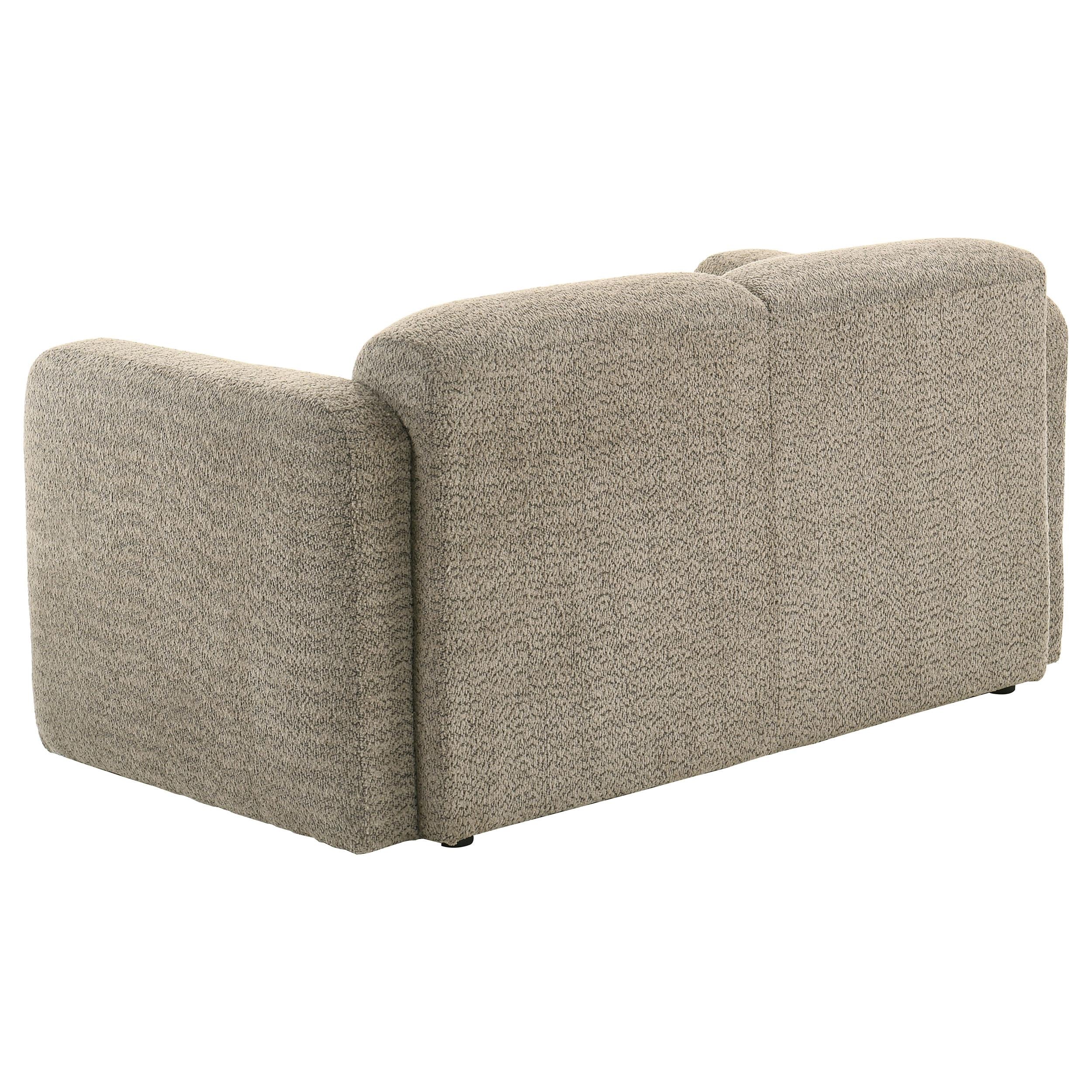 Dorset Brown Fabric Upholstered Round Track Arm Loveseat - Image 5
