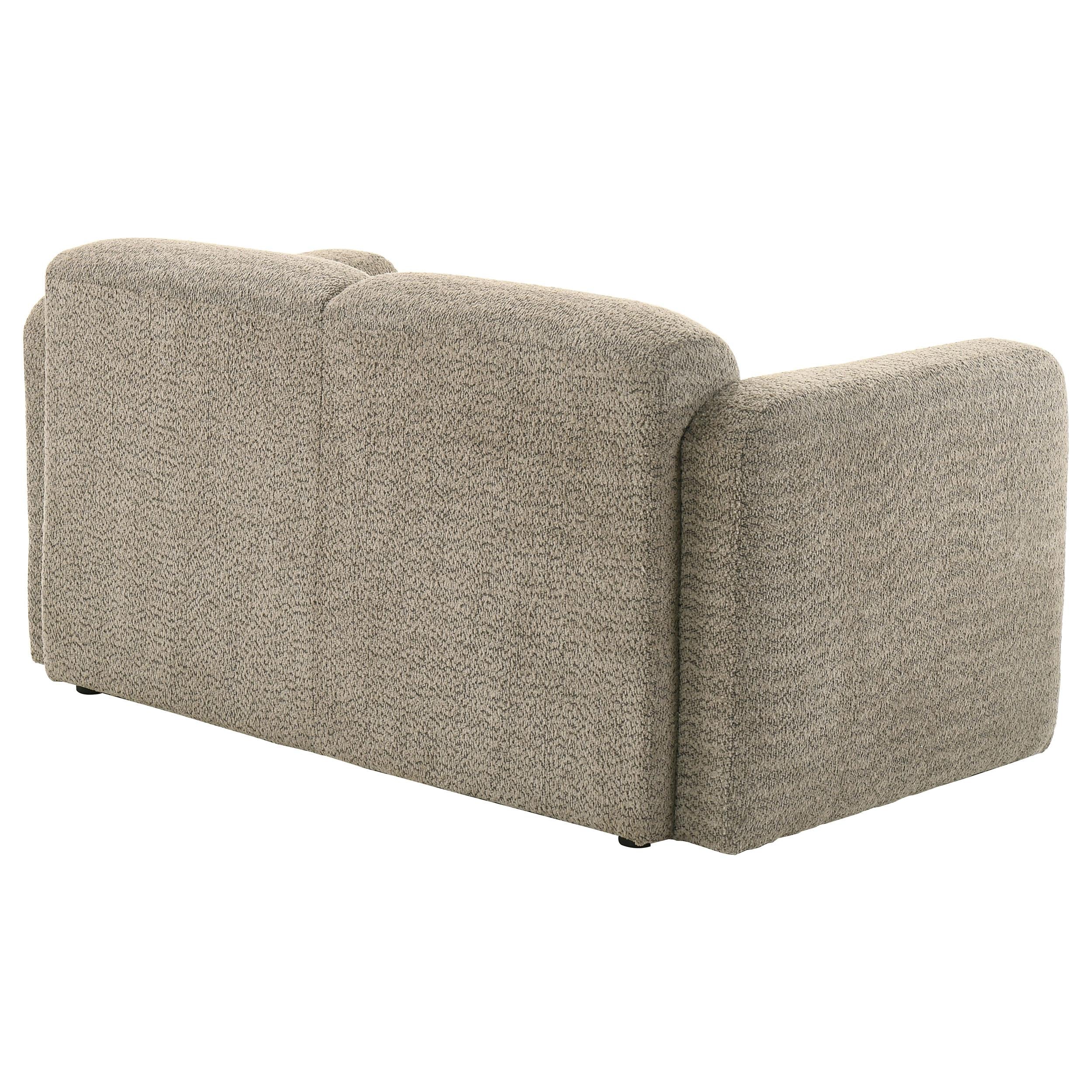Dorset Brown Fabric Upholstered Round Track Arm Loveseat - Image 7