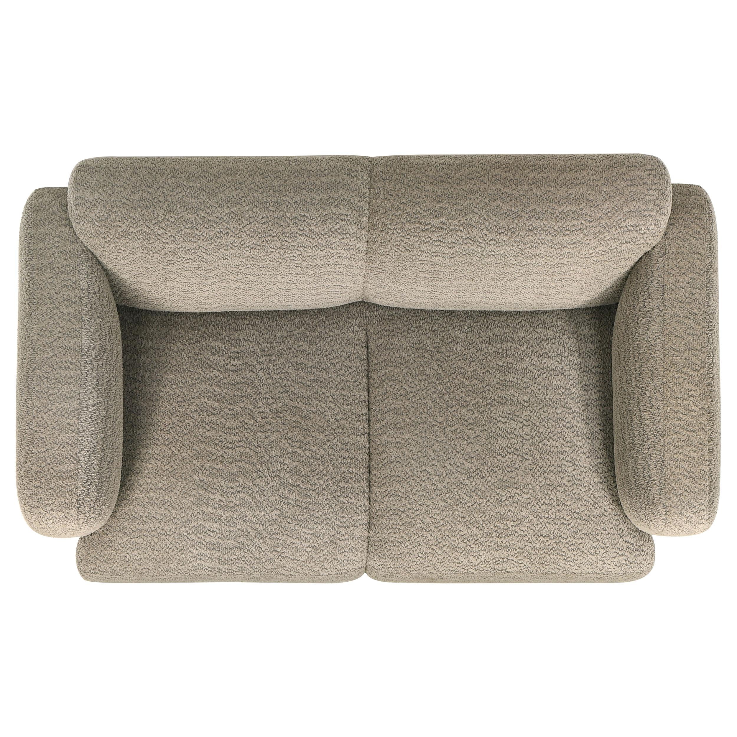Dorset Brown Fabric Upholstered Round Track Arm Loveseat - Image 9