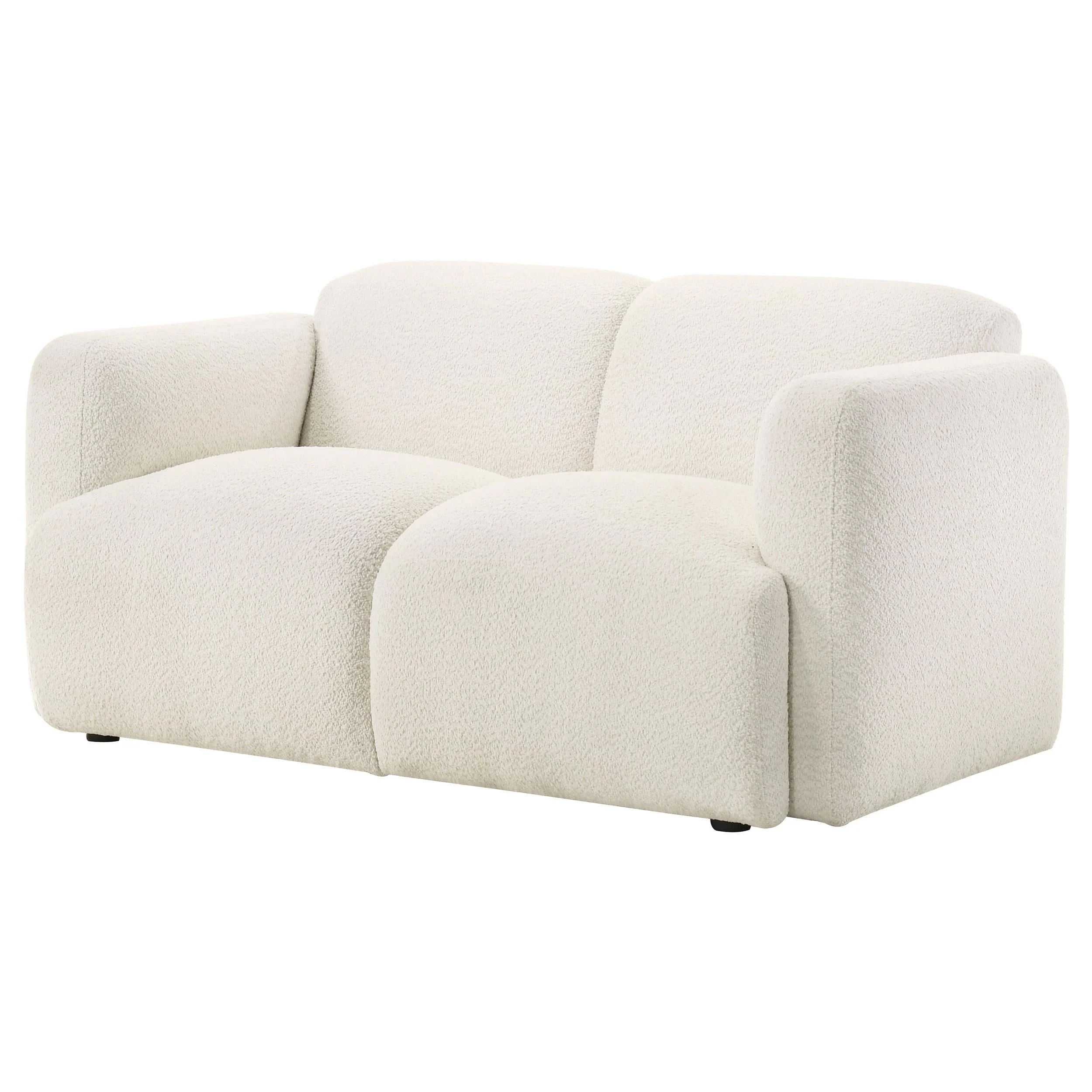 Dorset White Fabric Upholstered Round Track Arm Loveseat - Image 3