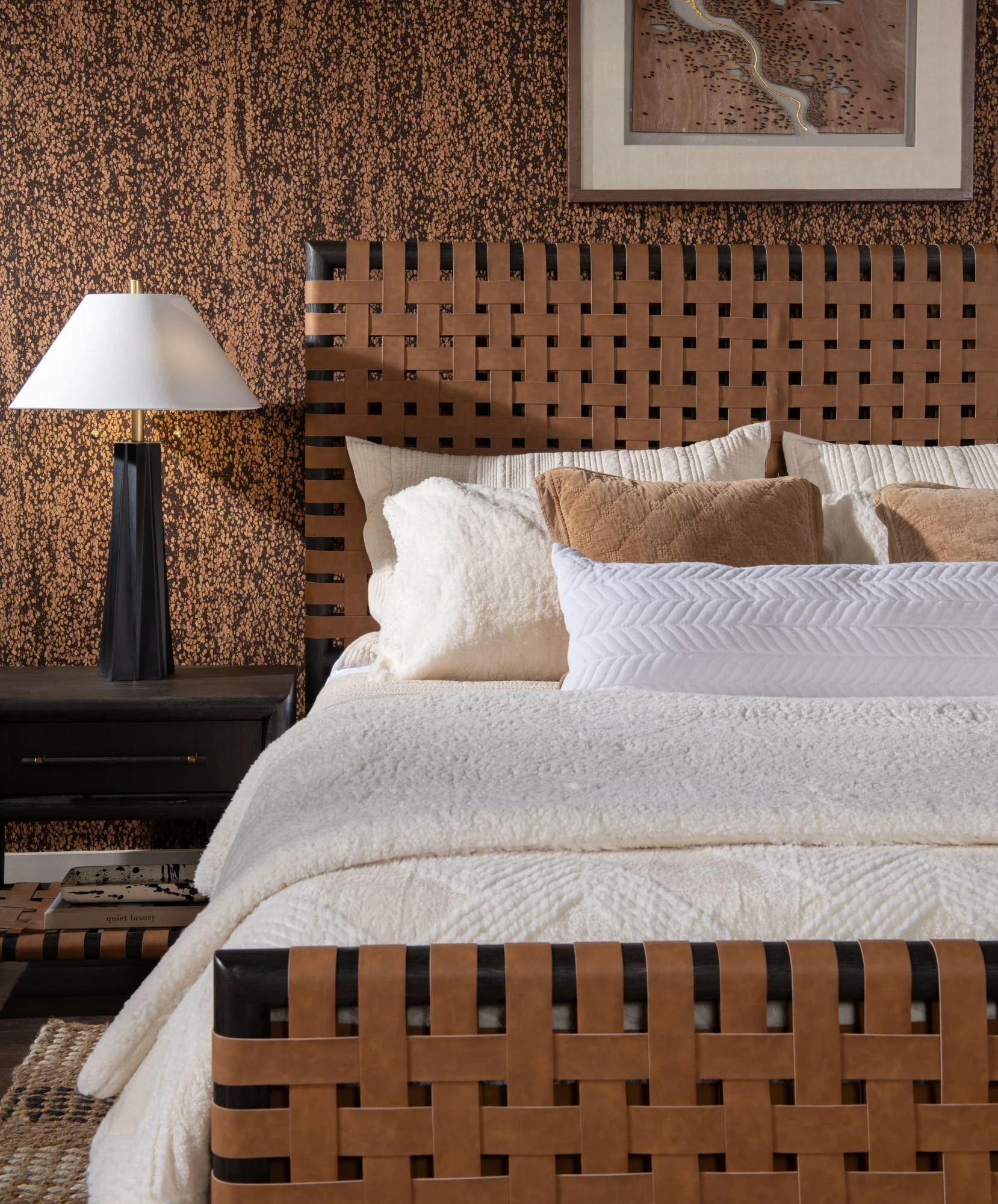 Dorsey Basalt Grey/Ginger King Woven Panel Bed - Image 5