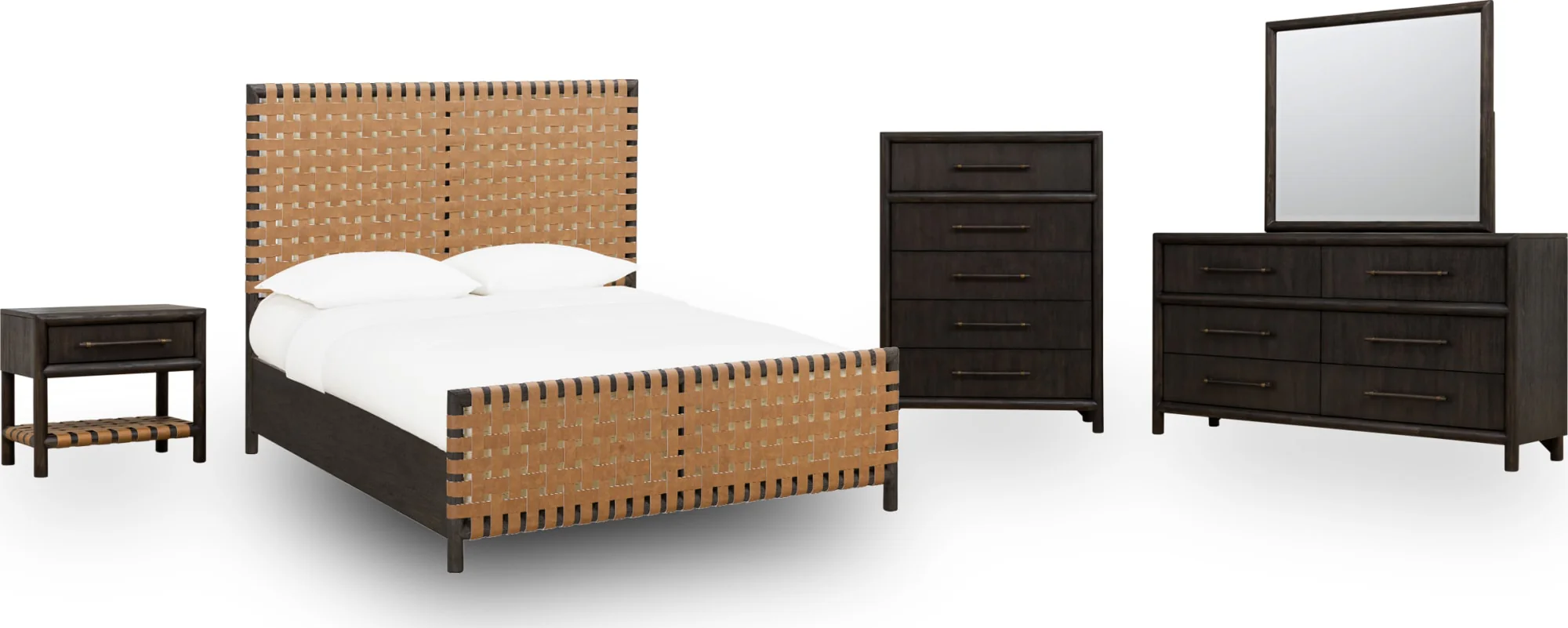 Dorsey Basalt Grey/Ginger King Woven Panel Bed - Image 7
