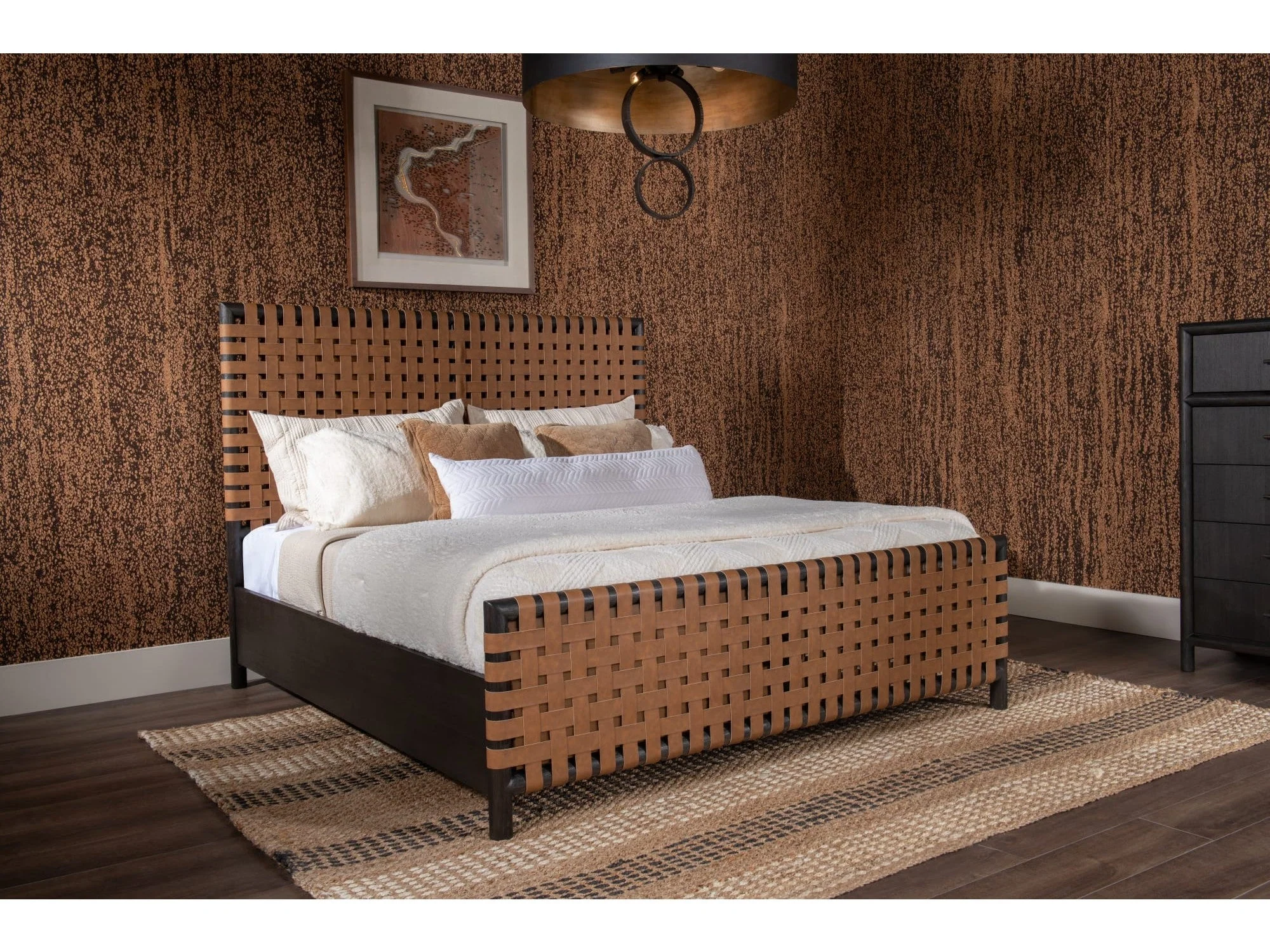 Dorsey Basalt Grey/Ginger Queen Woven Panel Bed