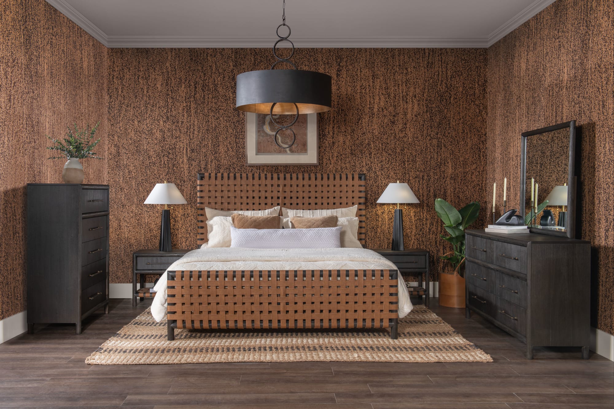 Dorsey Basalt Grey/Ginger Queen Woven Panel Bed - Image 6