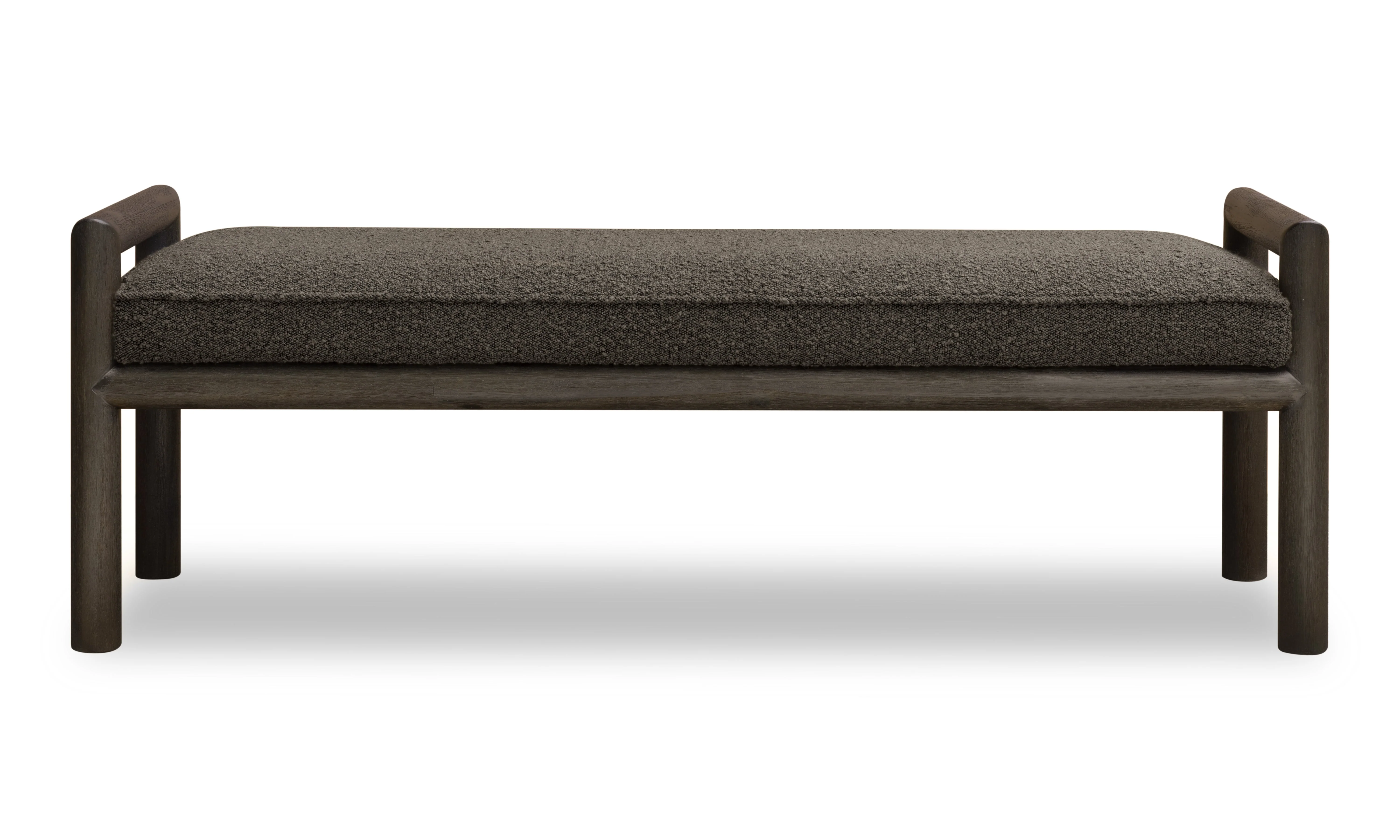 Dorsey Boucle Upholstered Wooden Bench in Basalt Grey and Pumpernickel - Image 2