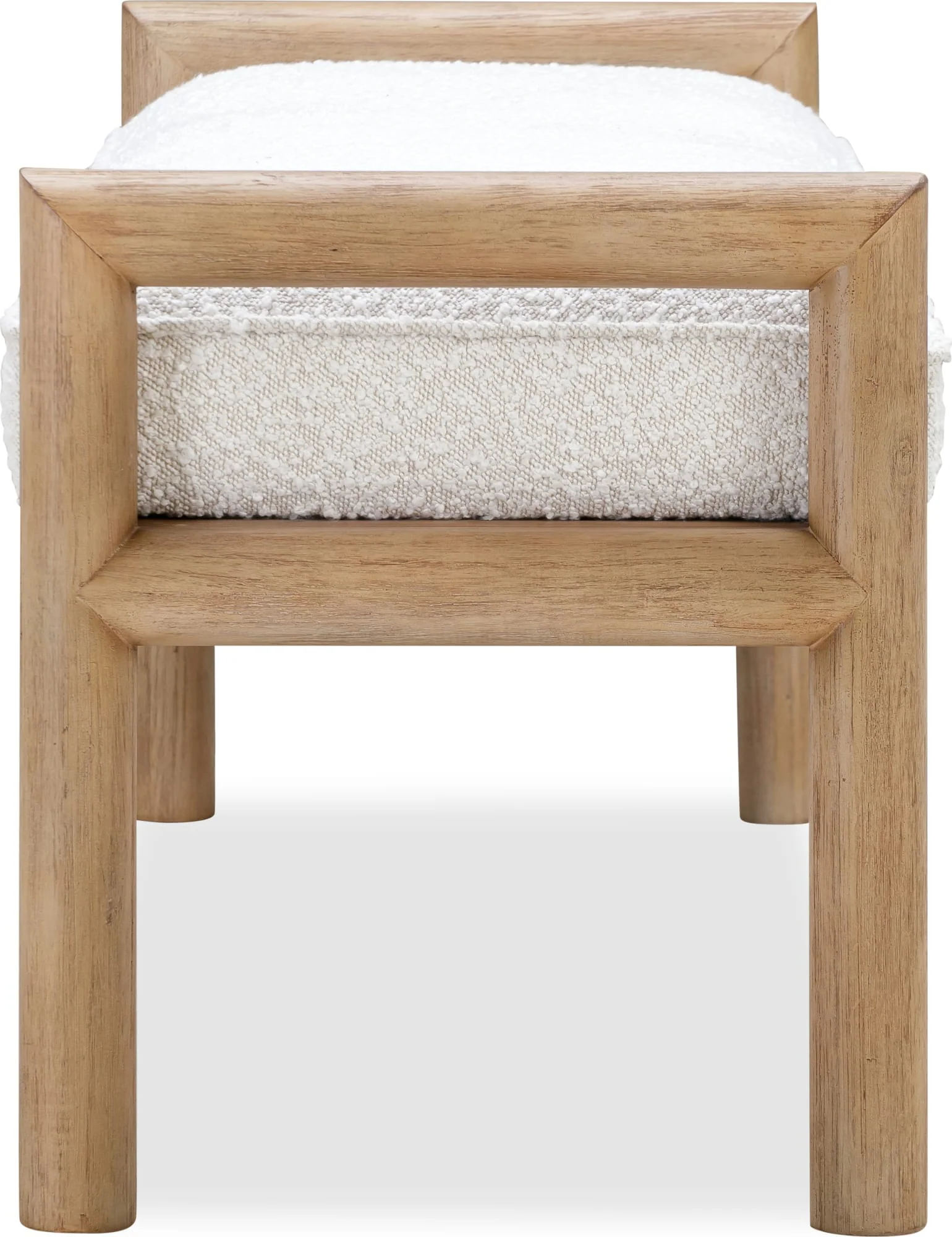 Dorsey Granola/Ricotta Boucle Upholstered Wooden Bench - Image 5