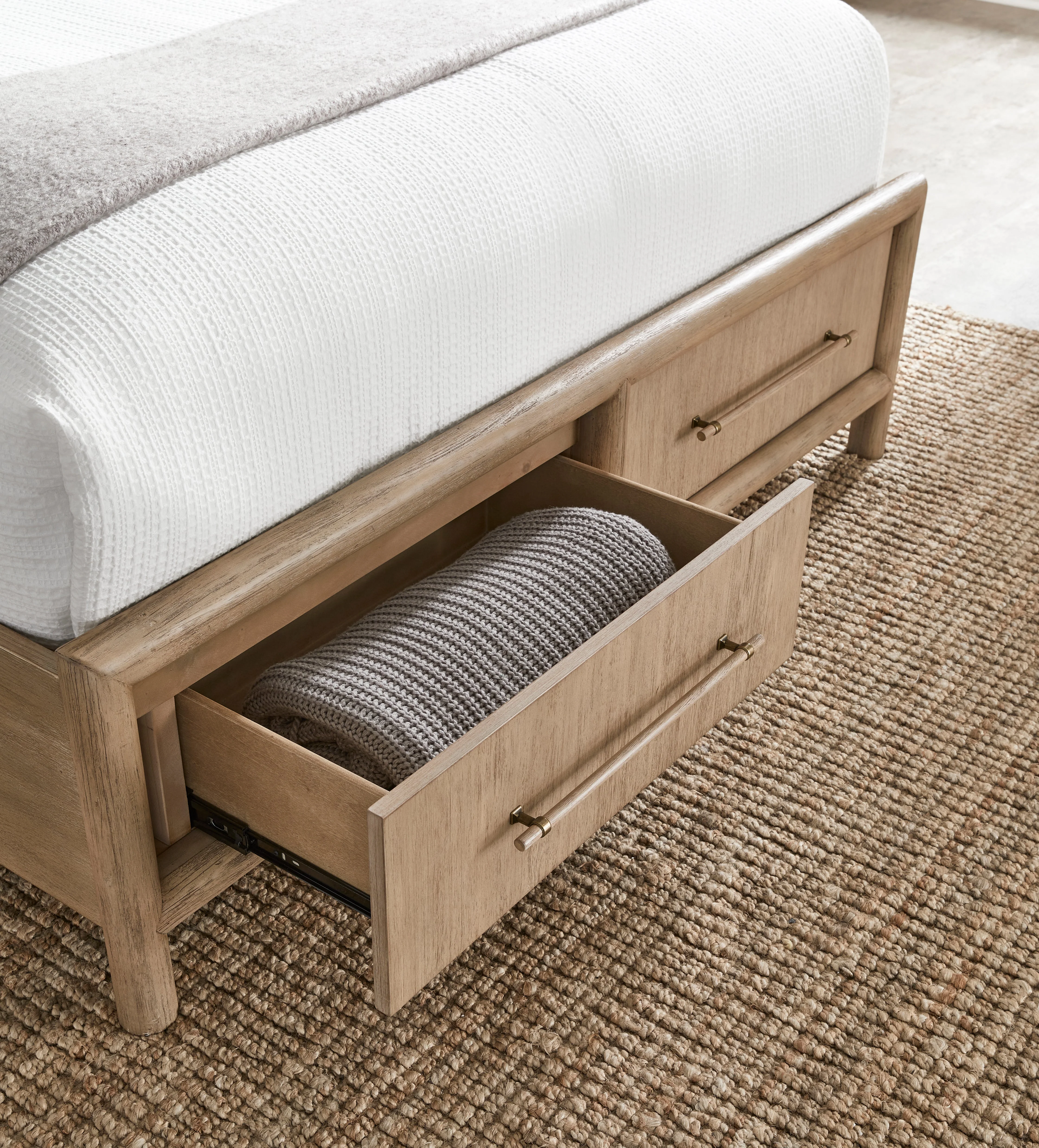 Dorsey Wooden Two Drawer Eastern King Storage Bed in Granola - Image 3