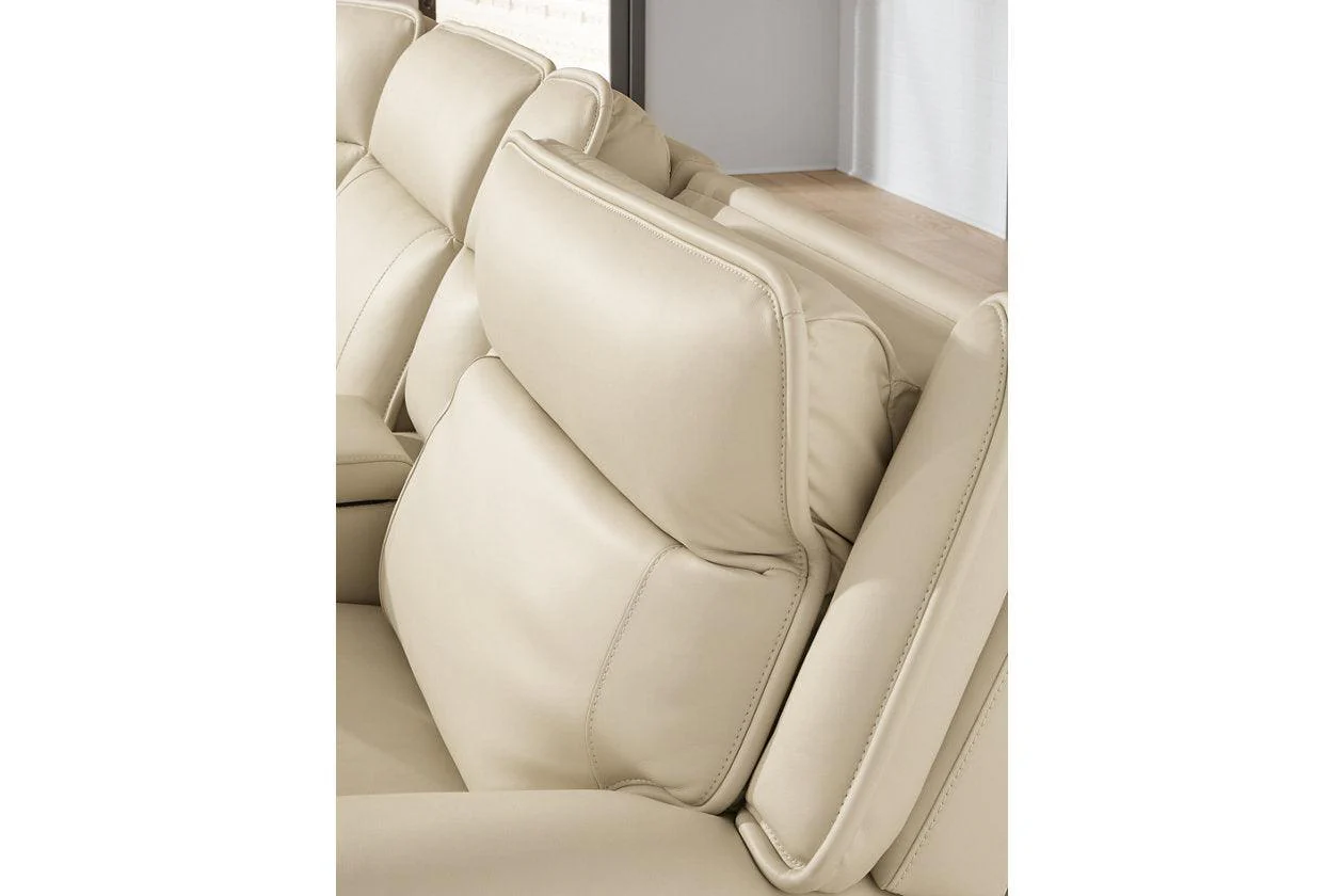 Double Deal Almond 2-Piece Power Reclining Loveseat Sectional with Console - Image 2