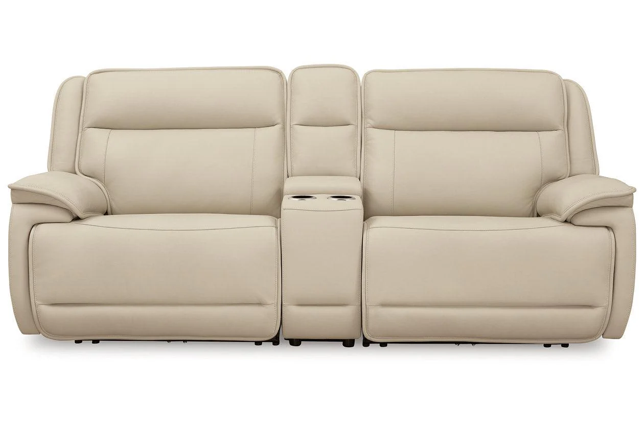 Double Deal Almond 2-Piece Power Reclining Loveseat Sectional with Console - Image 7
