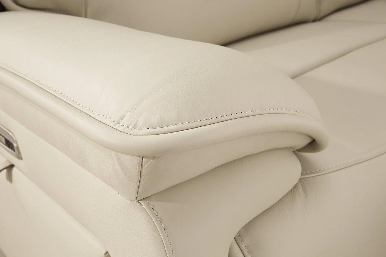 Double Deal Almond 6-Piece Dual Power Leather Reclining Modular Sectional - Image 6