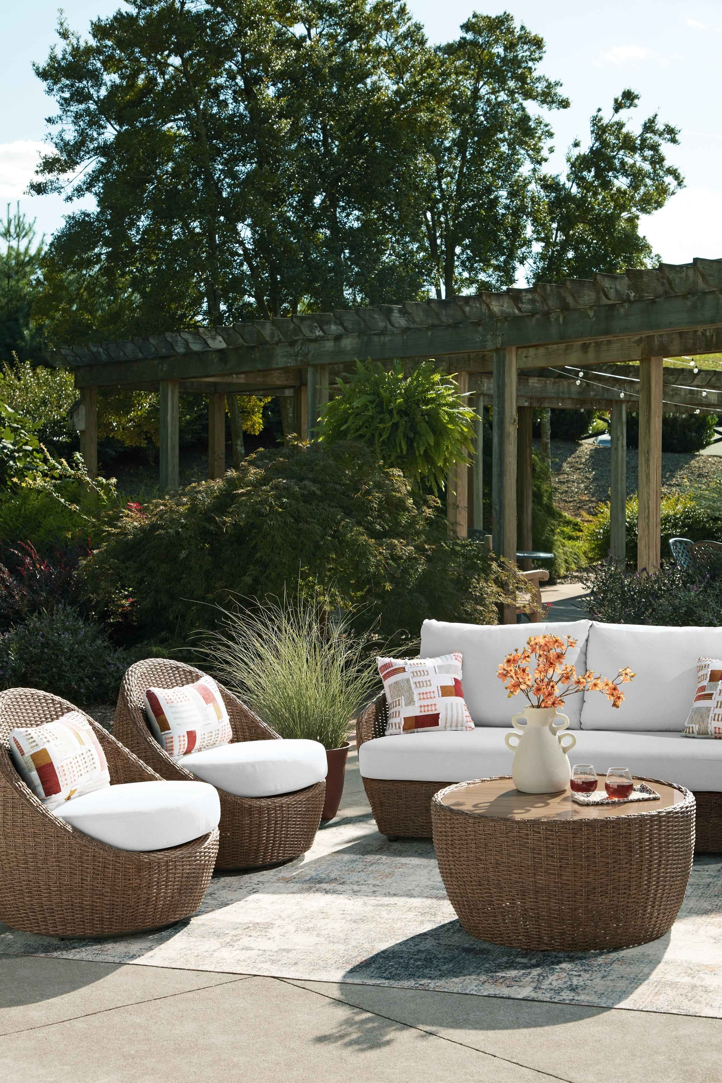 Double Point Beige Outdoor Seating Set - Image 6