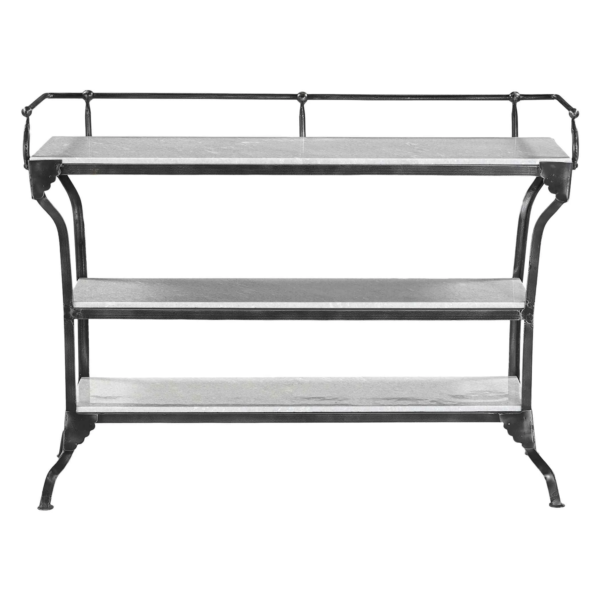 Downey 50" Console Table with White Marble and Black Metal Base - Image 2