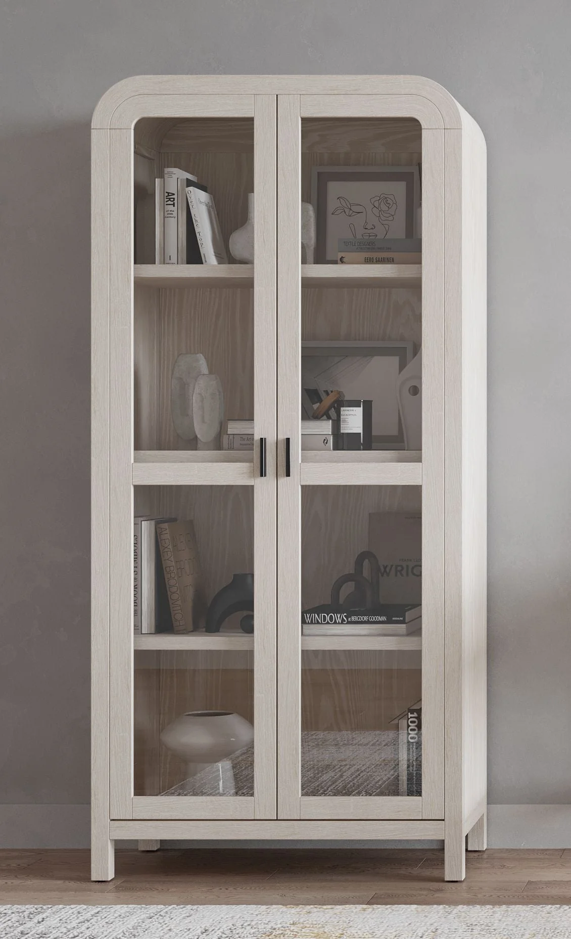 Drake Glass Door Wooden Bookcase in Sugar - Image 4