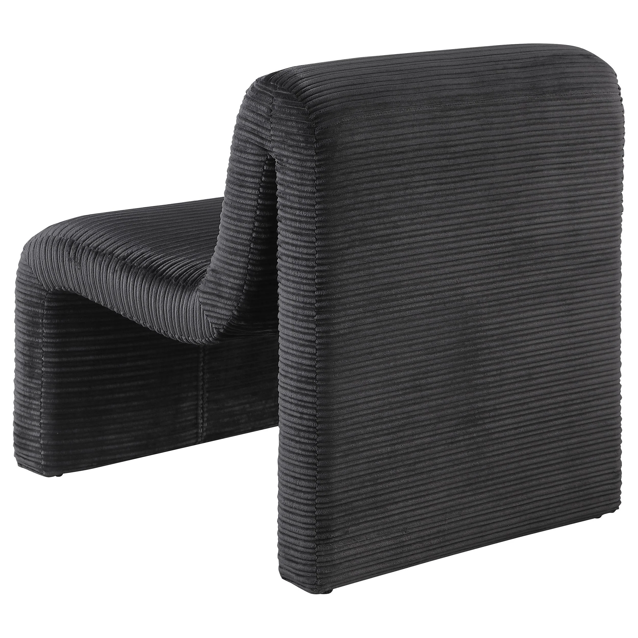 Drayton Black Upholstered Curved Armless Accent Chair - Image 6