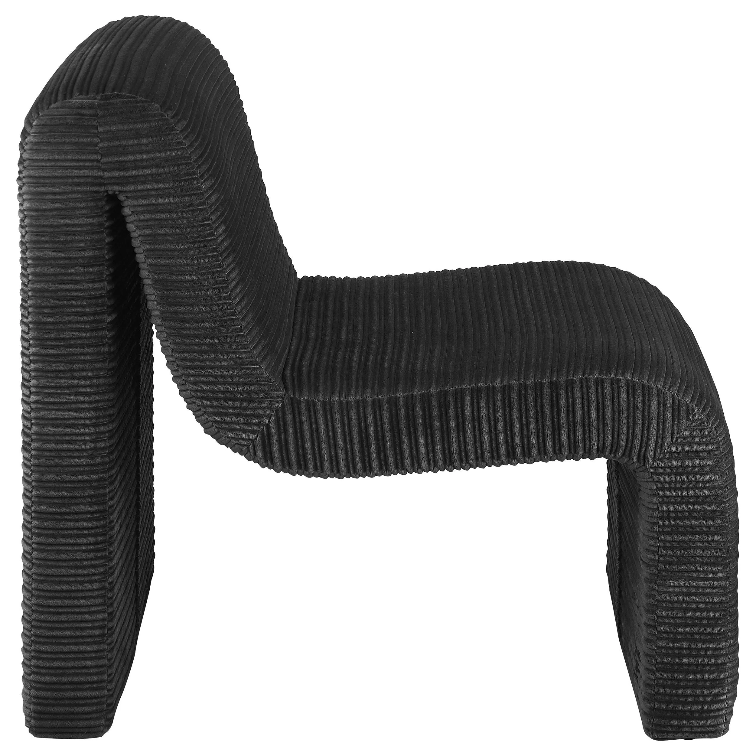 Drayton Black Upholstered Curved Armless Accent Chair - Image 8