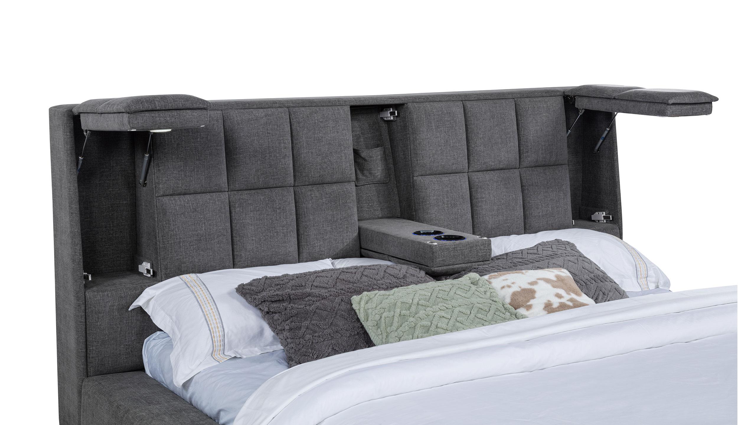 Dreux Gray Upholstered California King Panel Platform Bed - Image 10
