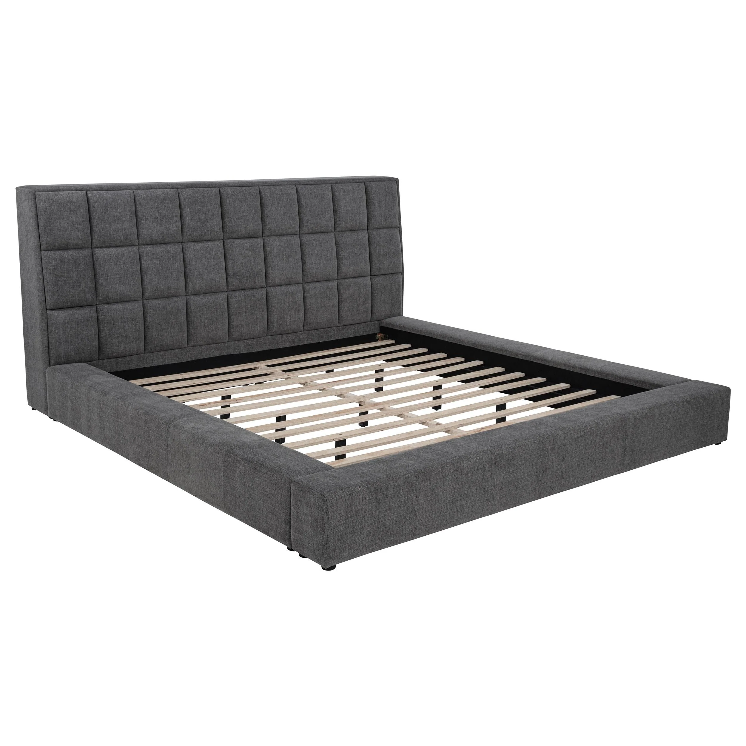 Dreux Gray Upholstered California King Panel Platform Bed - Image 3