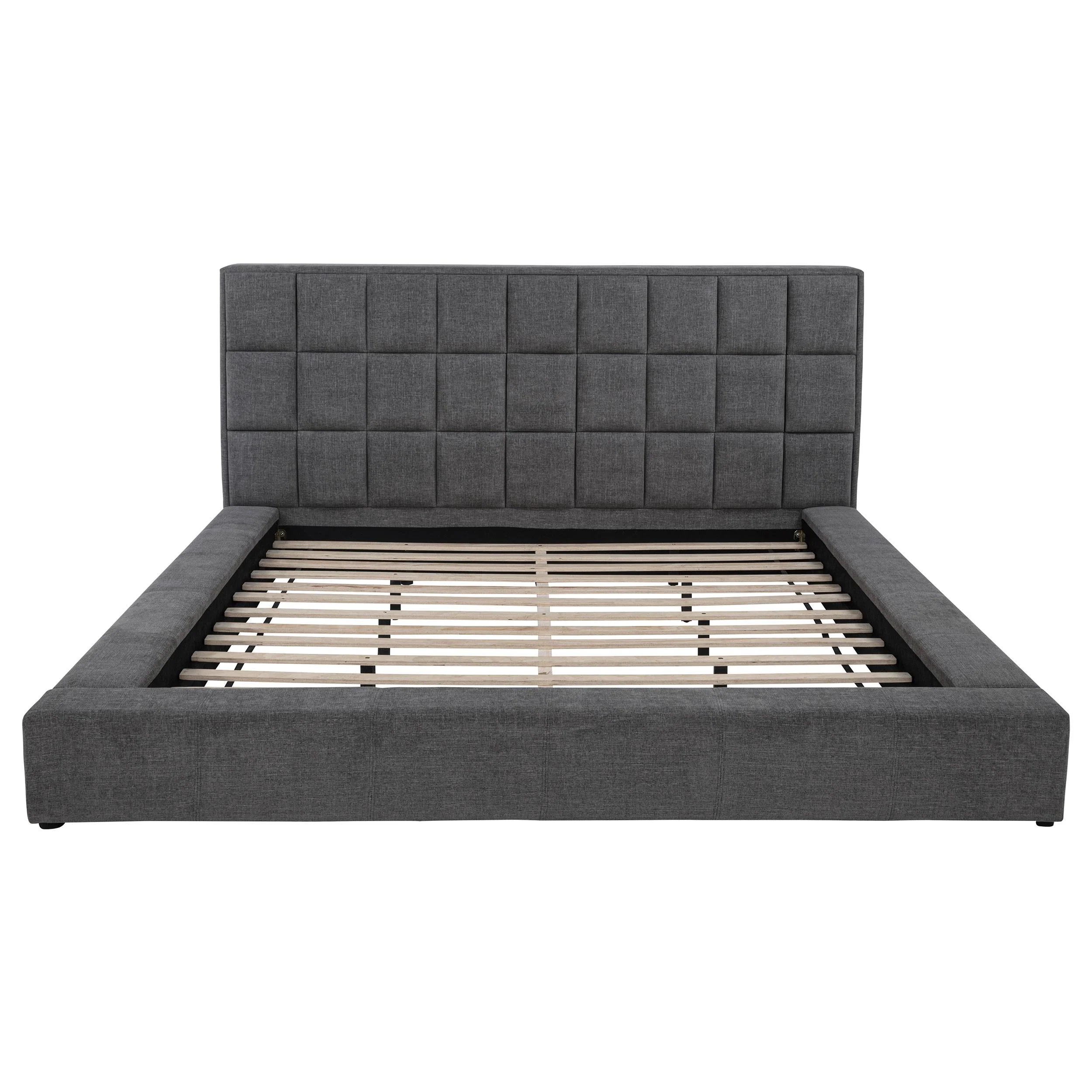Dreux Gray Upholstered California King Panel Platform Bed - Image 6