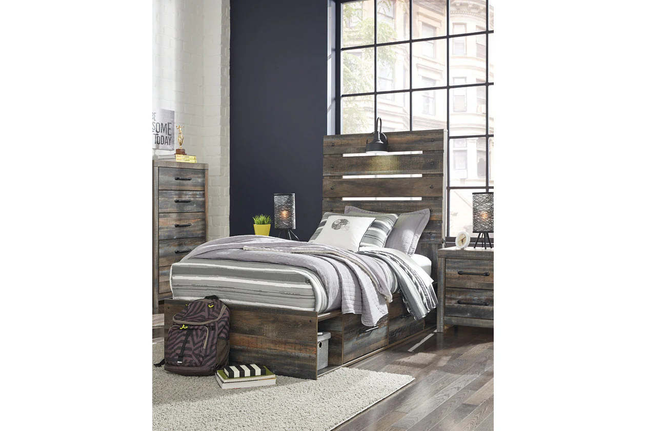 Drystan Multi LED Twin Storage Platform Bed with 2 Drawers