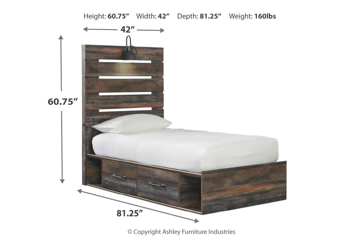 Drystan Multi LED Twin Storage Platform Bed with 2 Drawers - Image 5