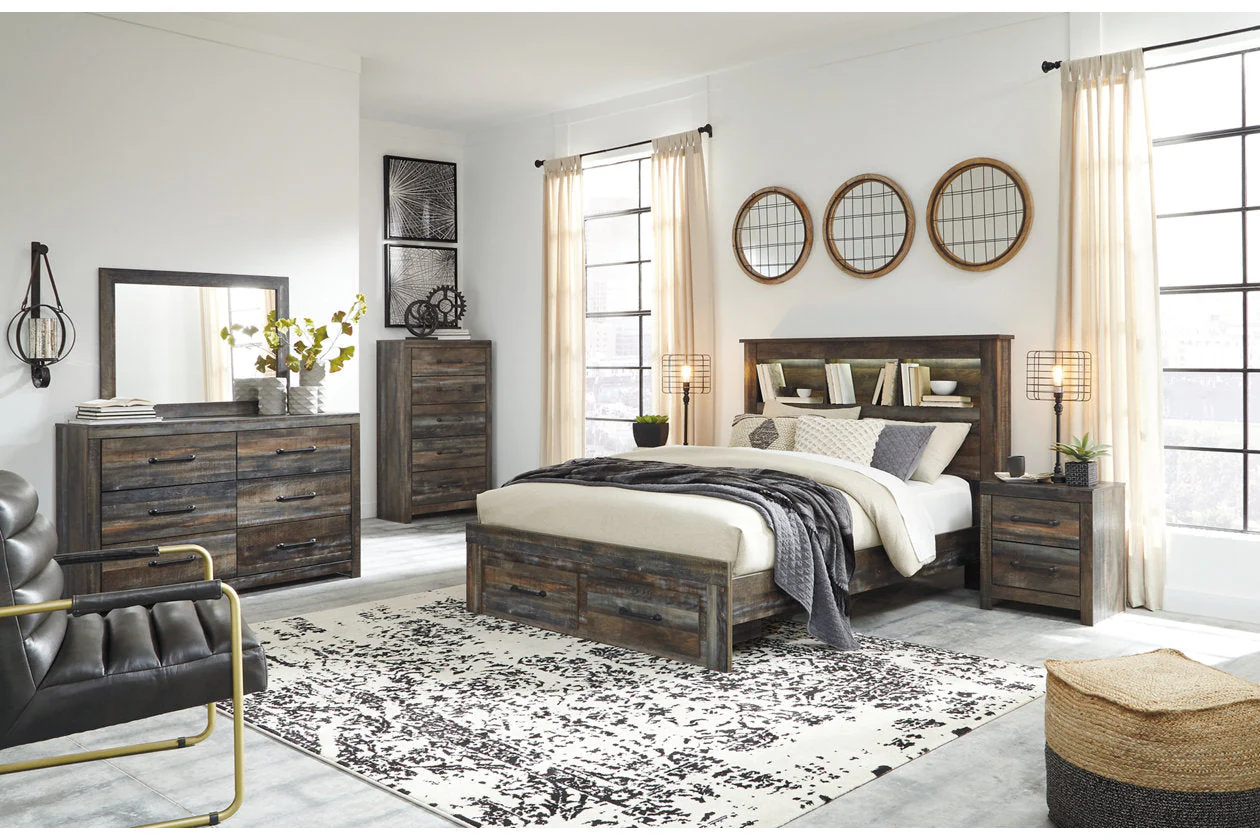 Drystan Multi Queen LED Bookcase Storage Panel Bed - Image 3