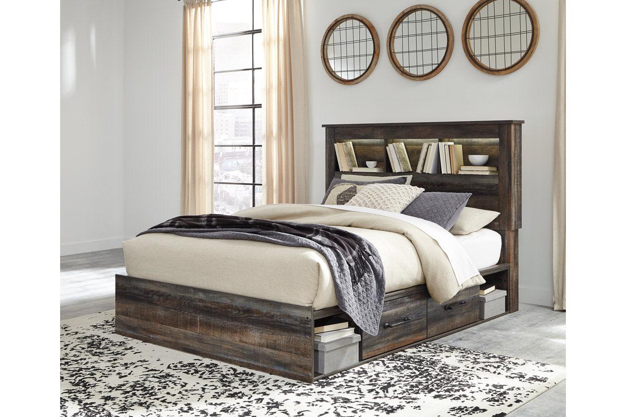 Drystan Multi Queen Platform Bookcase Bed with 2 Storage Drawers - Image 2