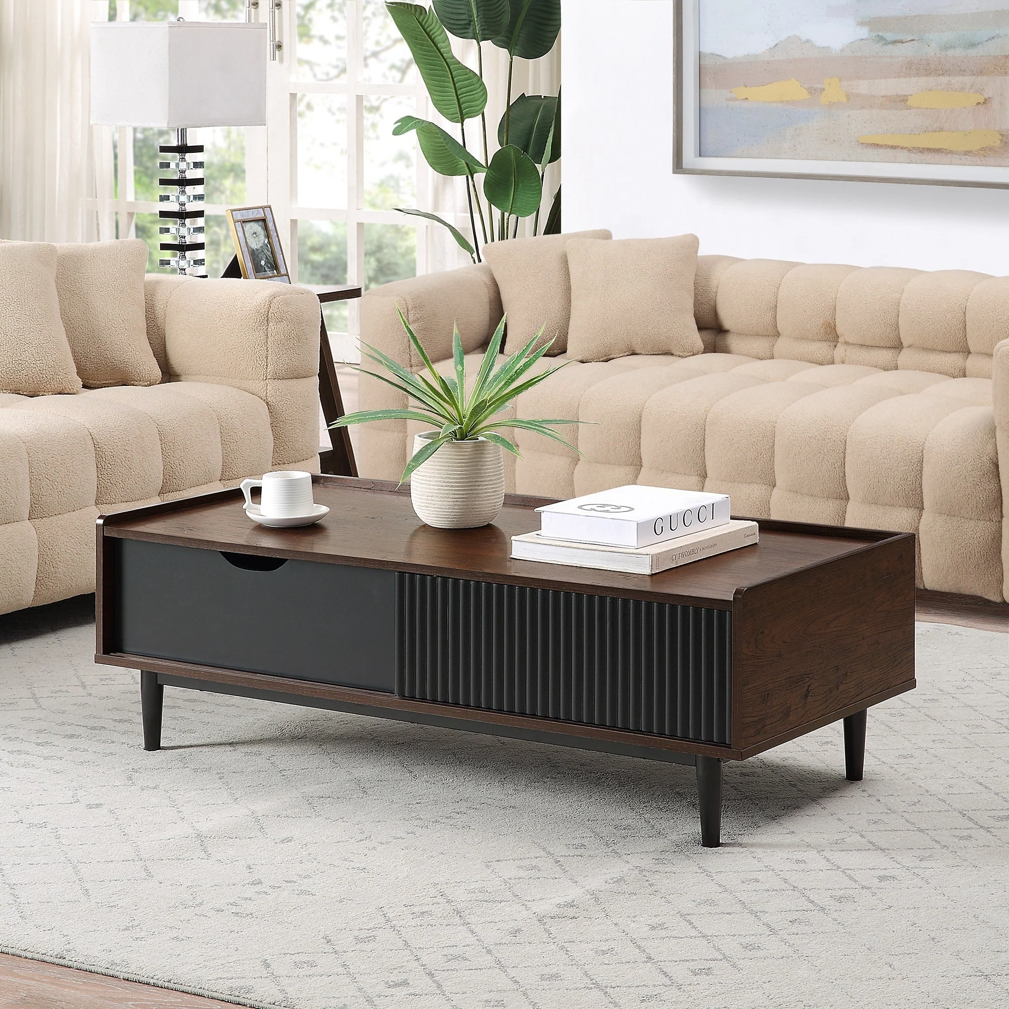 Duane 4 Piece Living Room Set in Dark Brown and Black - Image 4