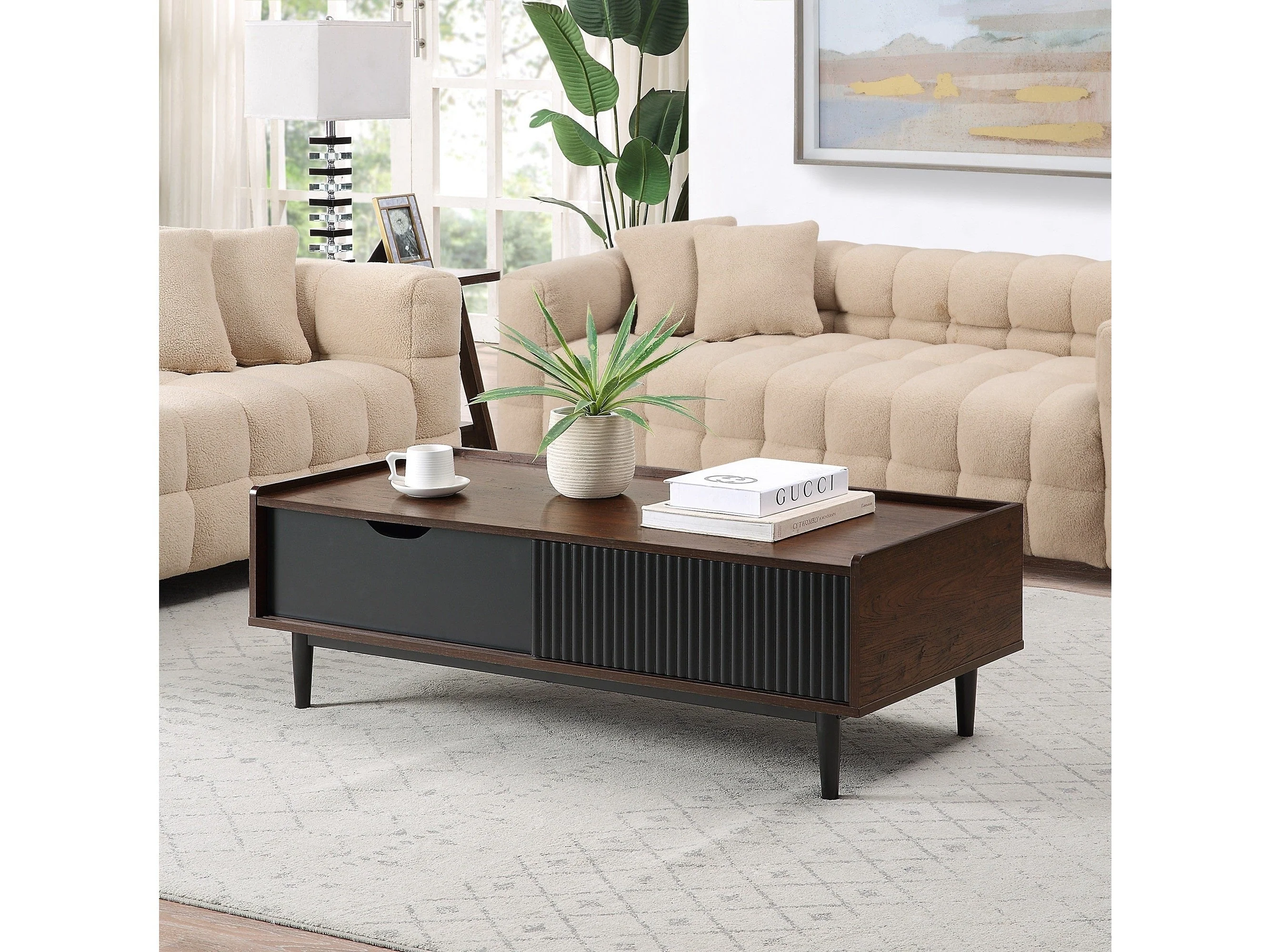 Duane Coffee Table in Dark Brown and Black
