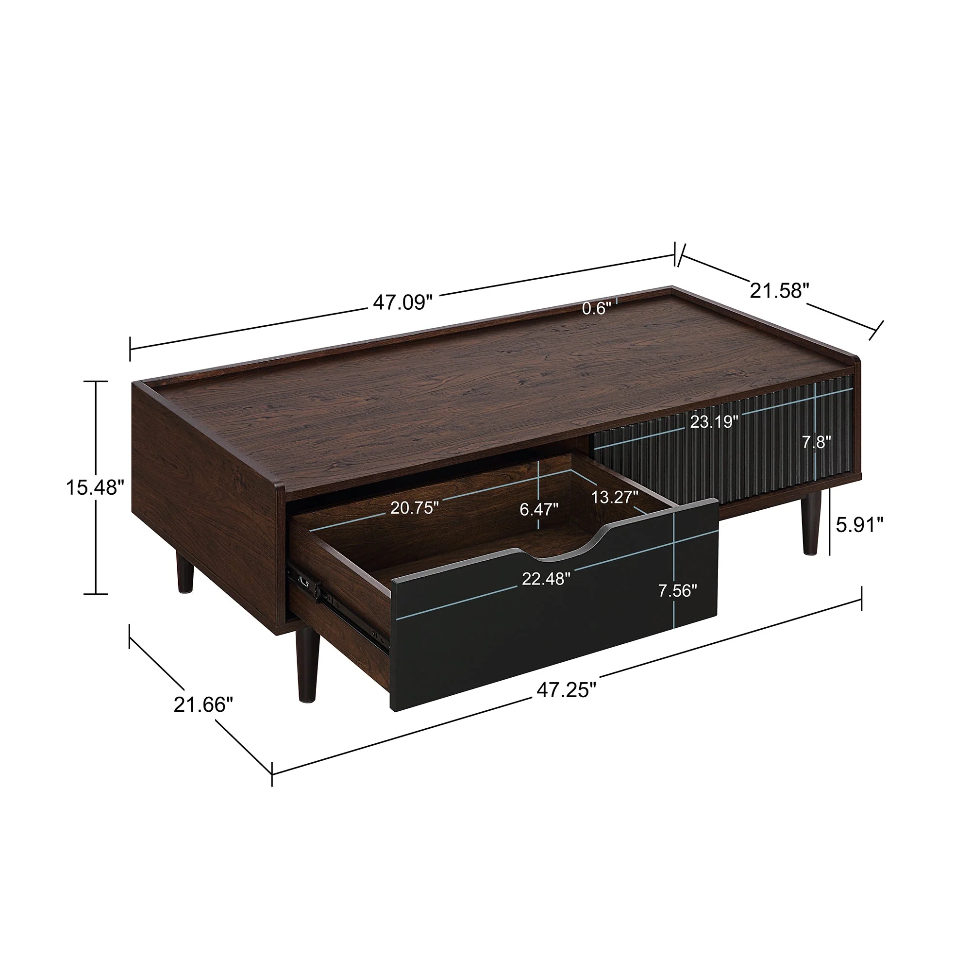 Duane Coffee Table in Dark Brown and Black - Image 4