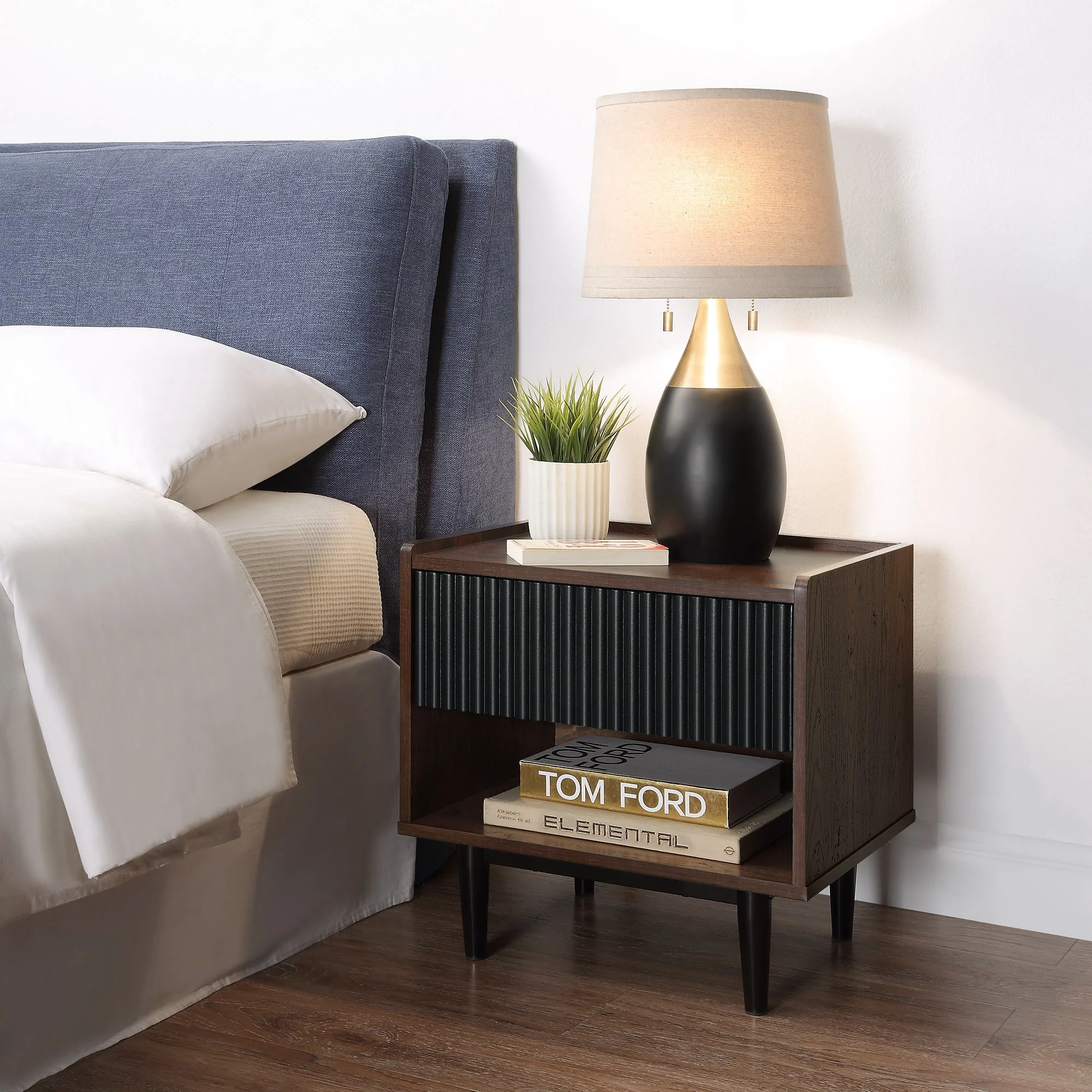 Duane Nightstand in Dark Brown and Black - Image 2