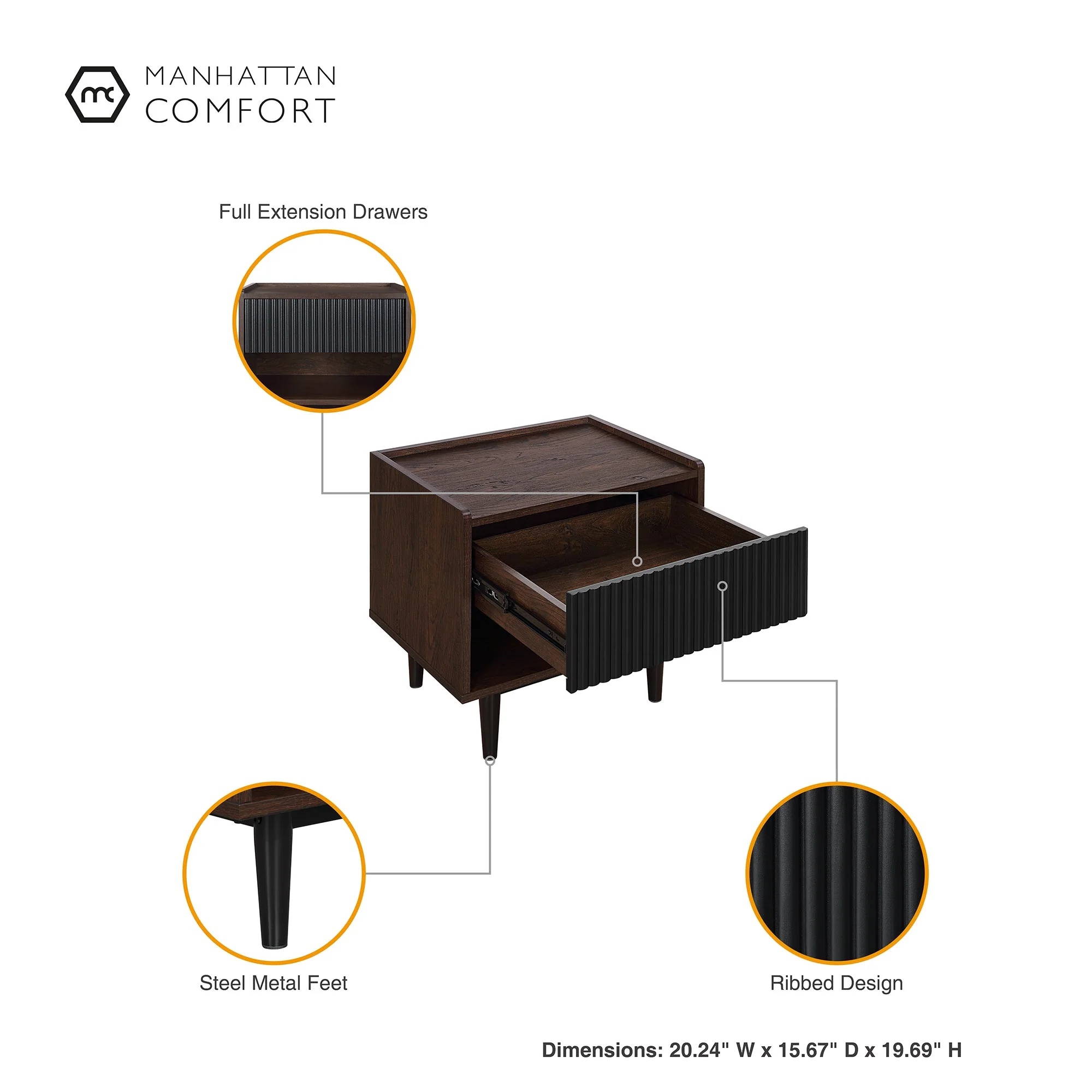 Duane Nightstand in Dark Brown and Black - Image 4