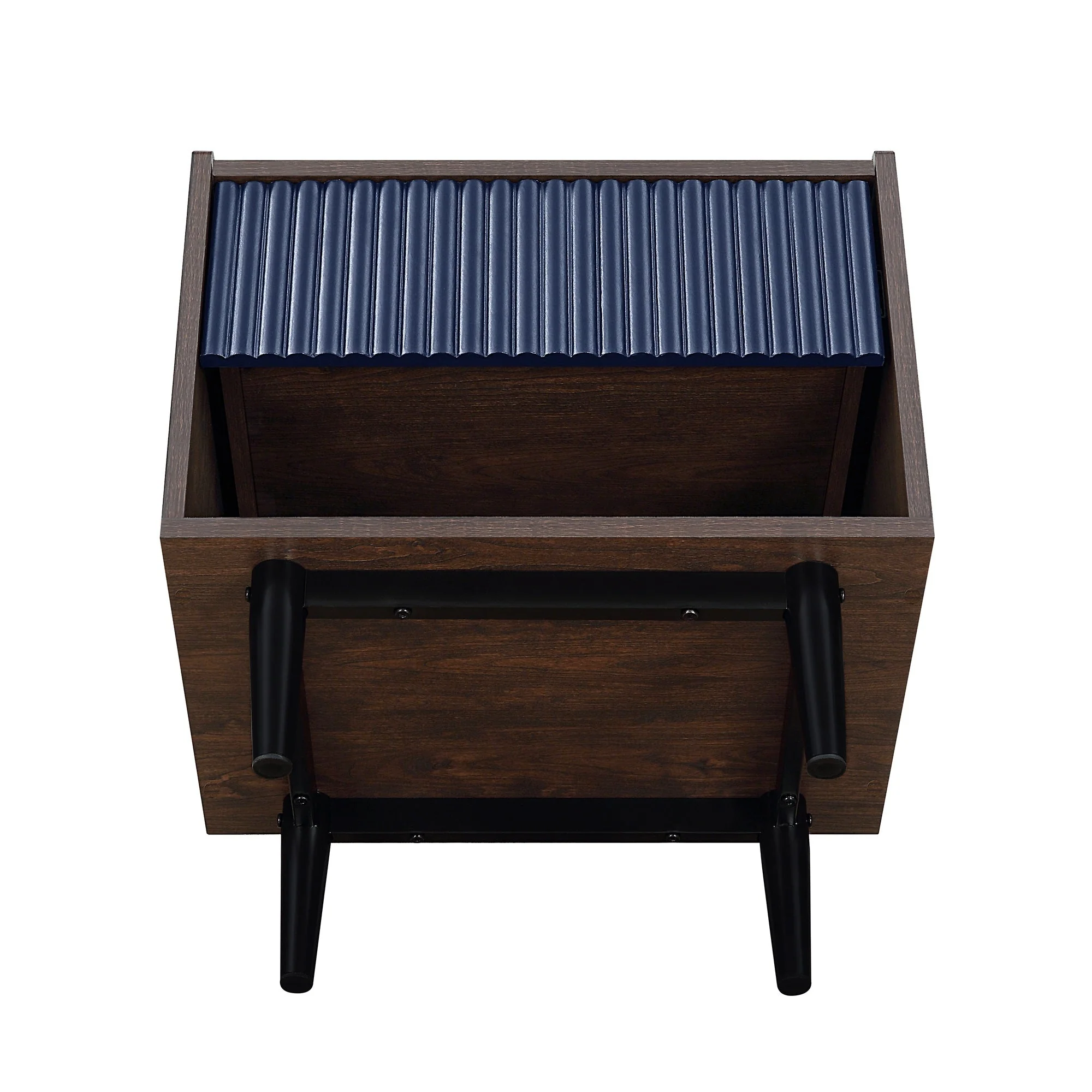 Duane Nightstand in Dark Brown and Navy Blue - Image 10