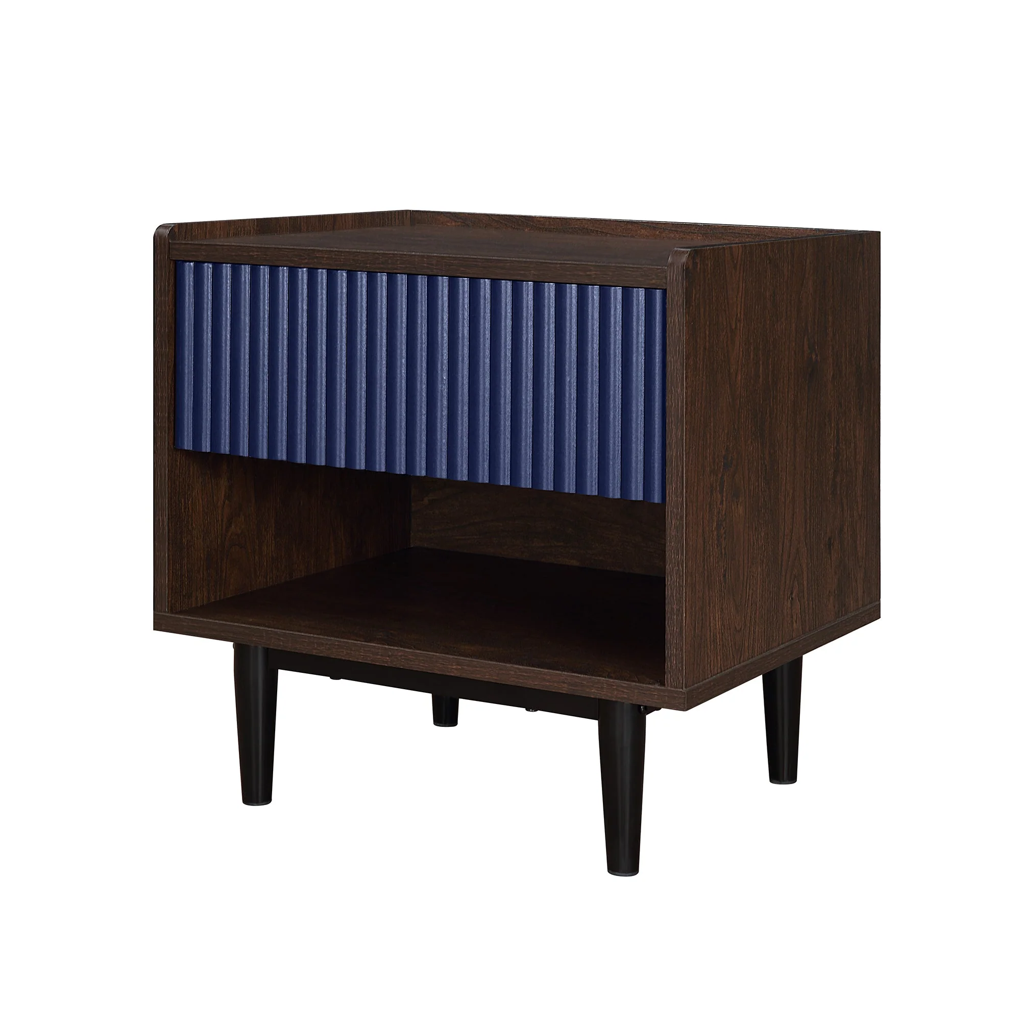 Duane Nightstand in Dark Brown and Navy Blue - Image 7
