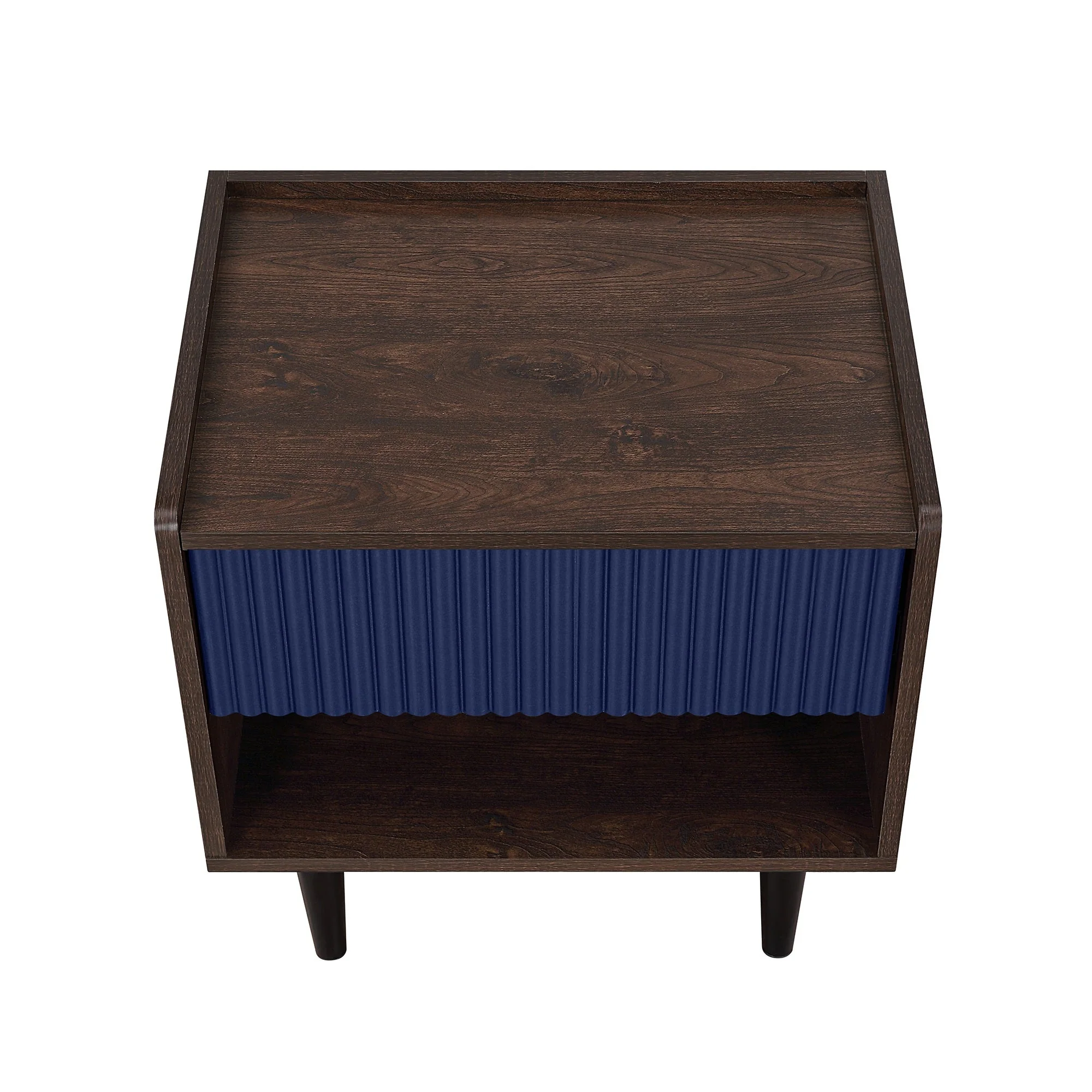 Duane Nightstand in Dark Brown and Navy Blue - Image 9