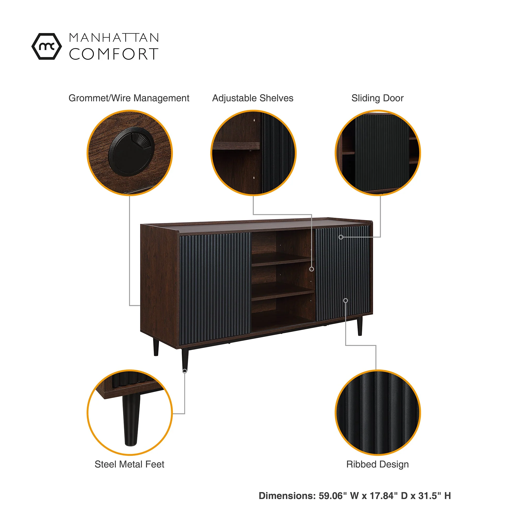 Duane Sideboard in Dark Brown and Black - Image 4