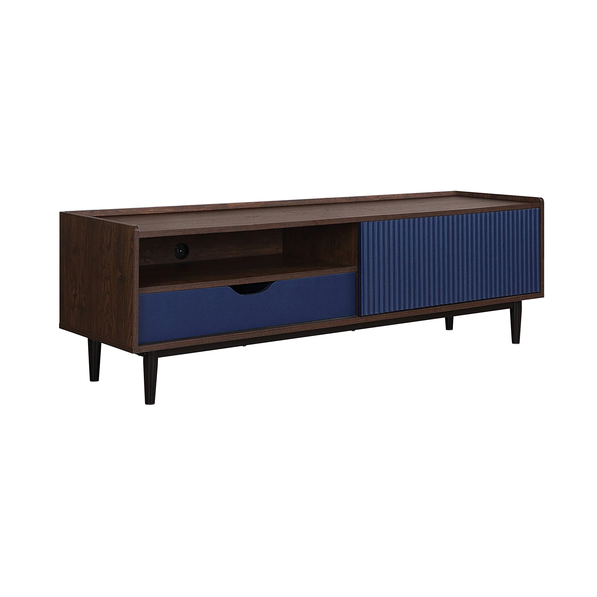 Duane TV Stand in Dark Brown and Navy Blue - Image 11