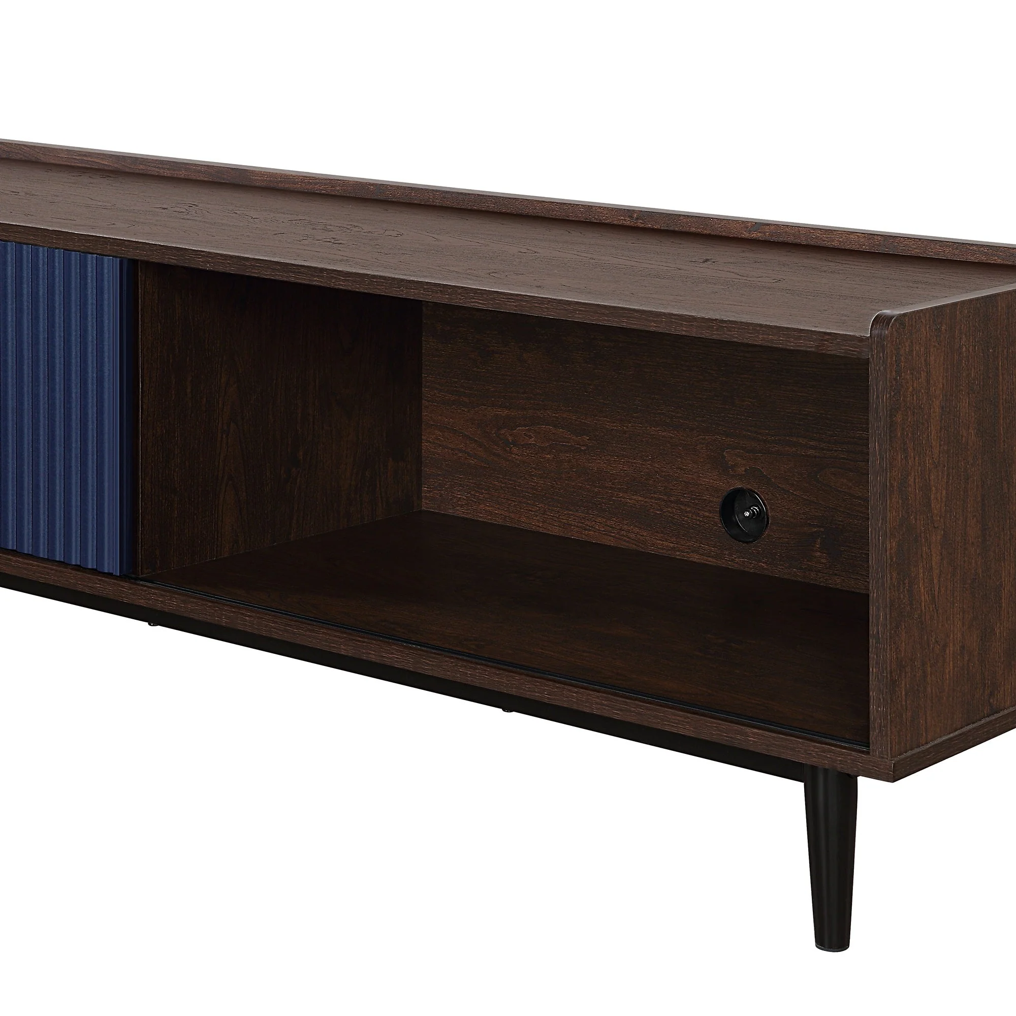 Duane TV Stand in Dark Brown and Navy Blue - Image 6