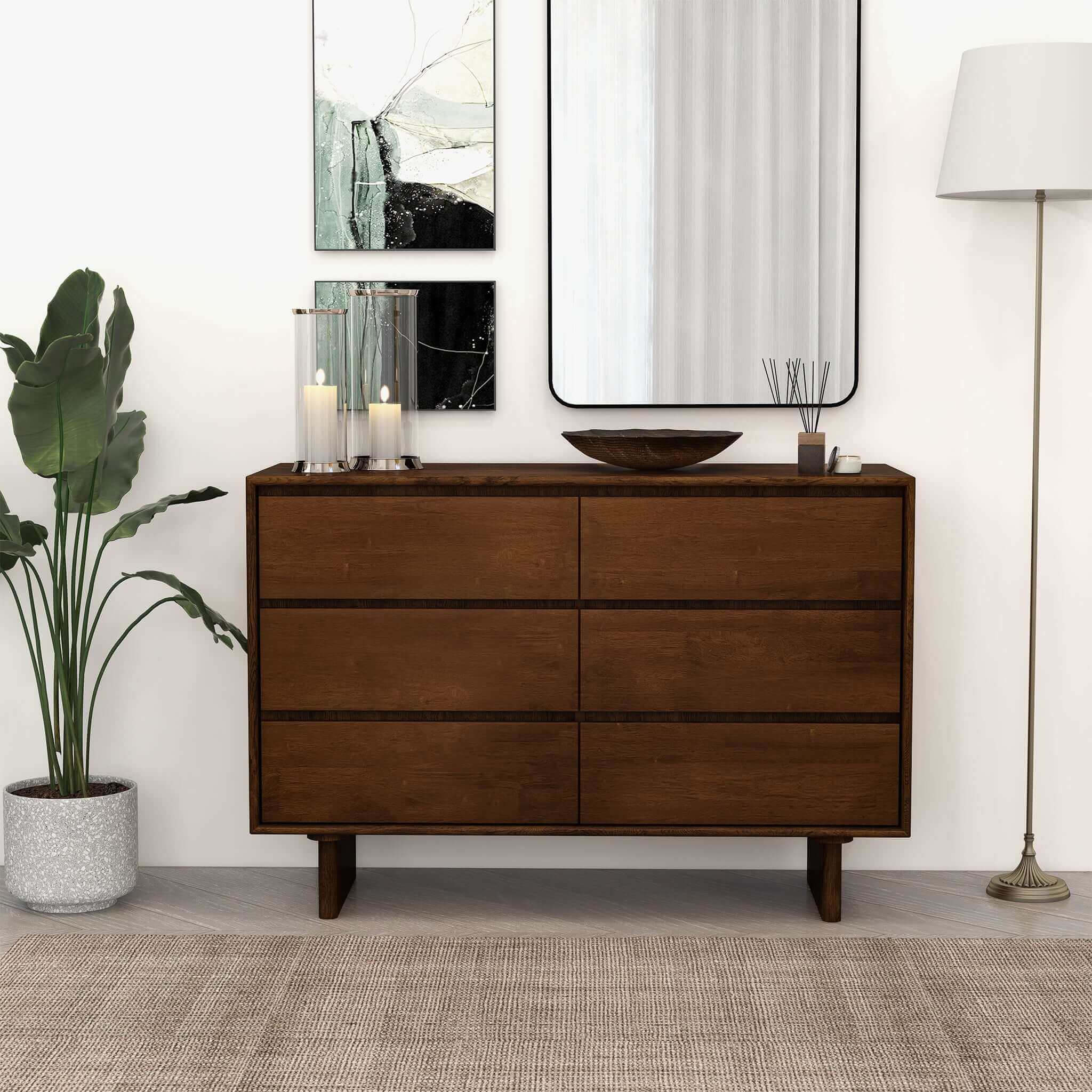 Dubrovnik Mid Century Modern Walnut Dresser With 6 Drawers - Image 4
