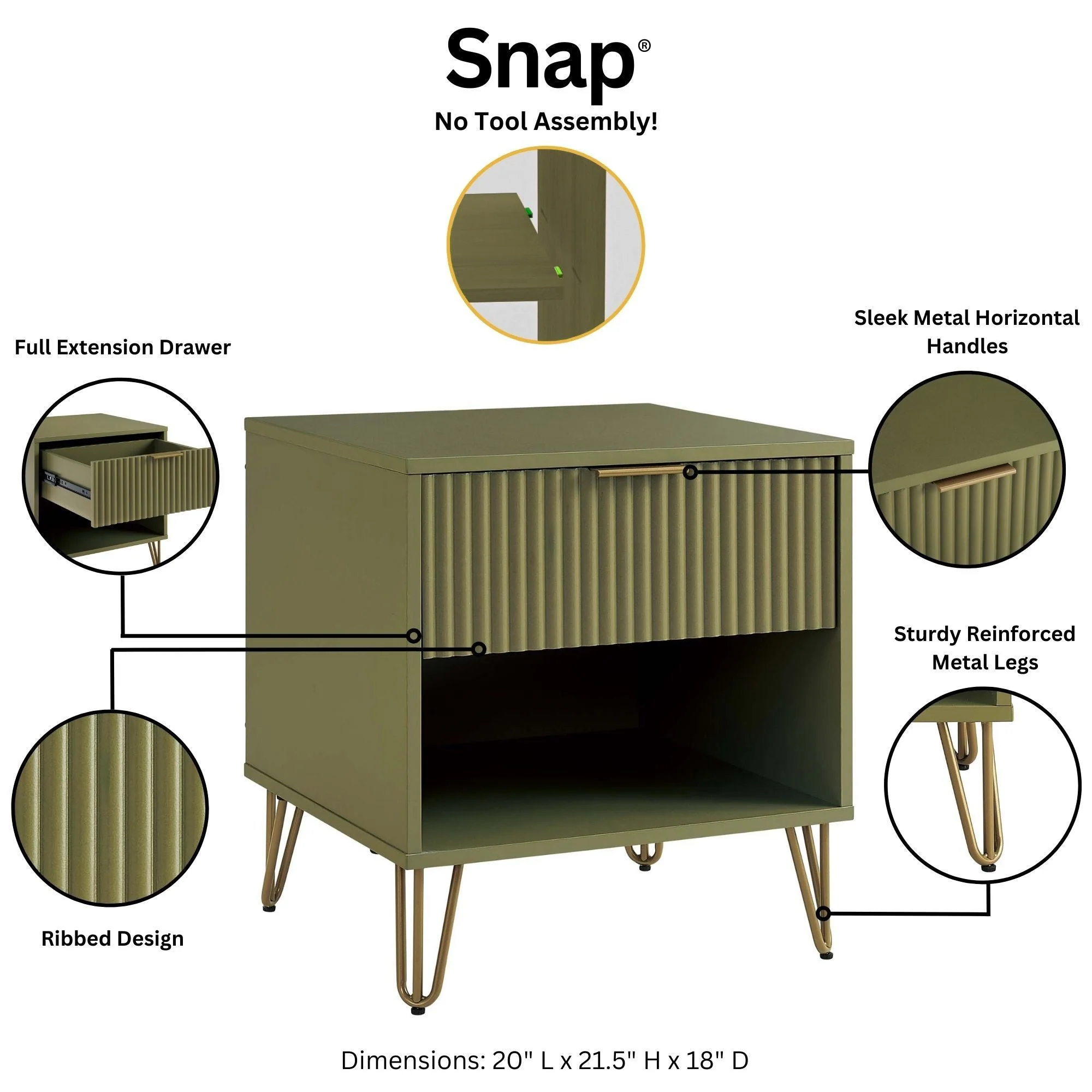 DUMBO 1.0 Nightstand in Olive Green - Image 4
