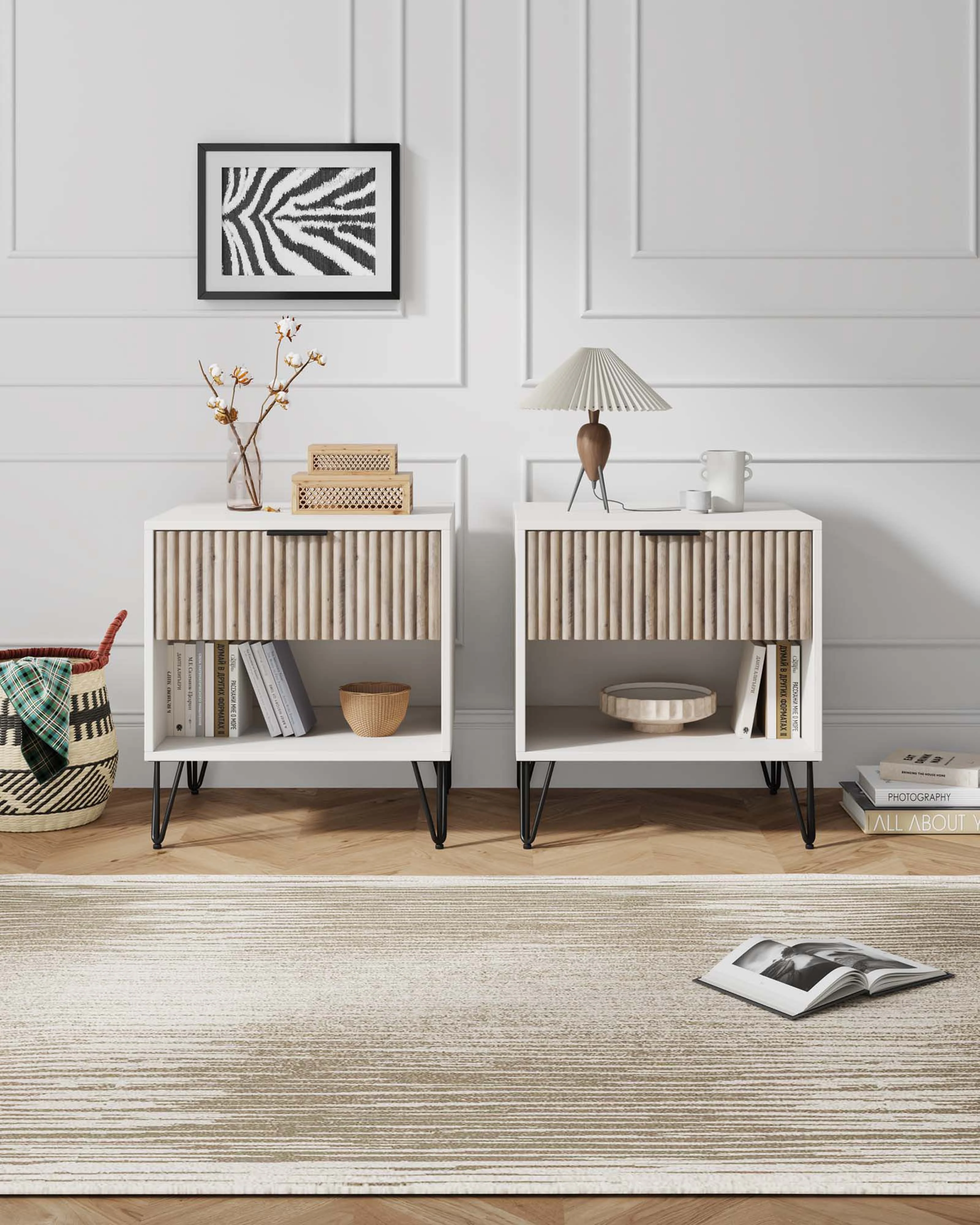 DUMBO 1.0 Nightstand in White and Rustic Grey (set of 2) - Image 2