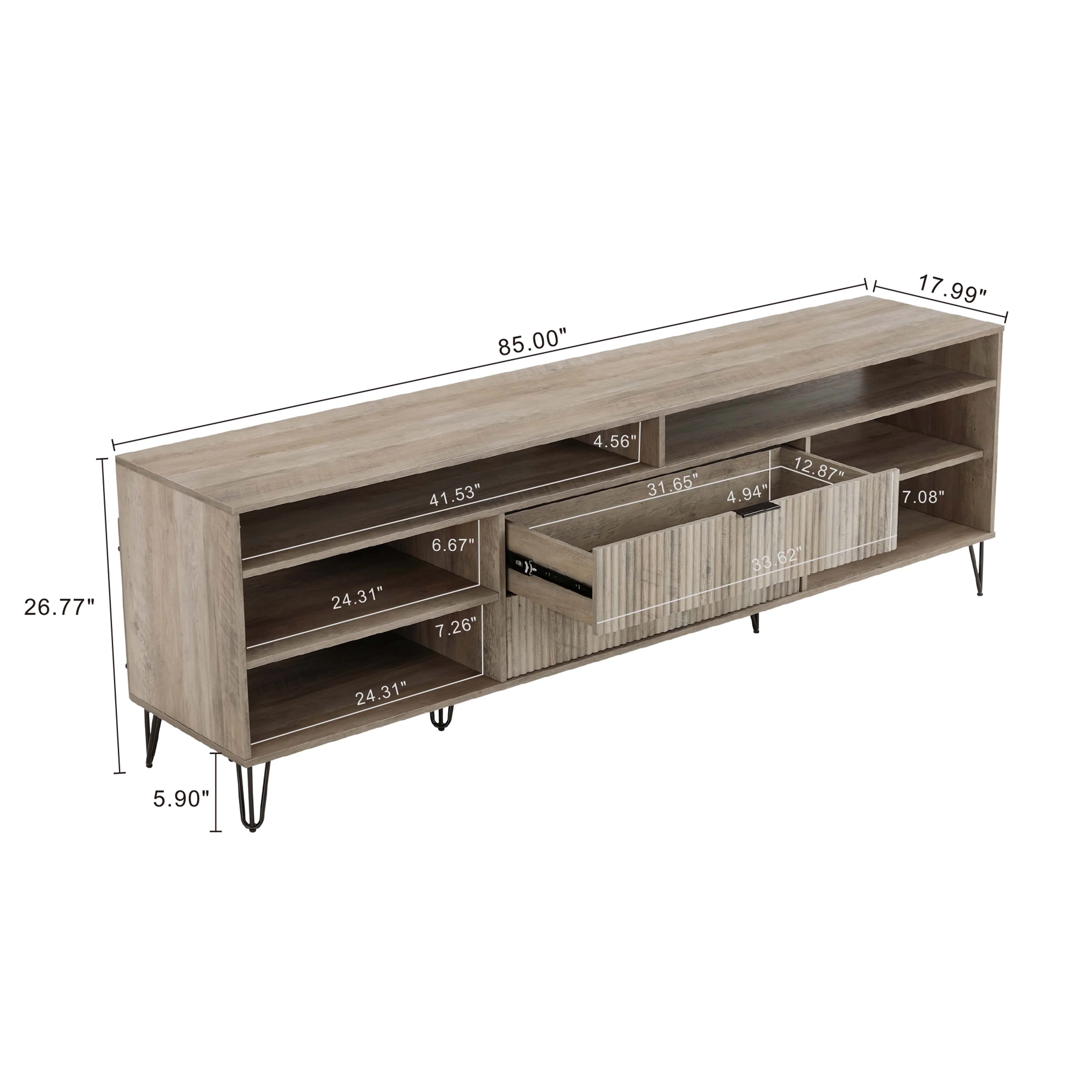 DUMBO 85" TV Stand in Rustic Grey - Image 3