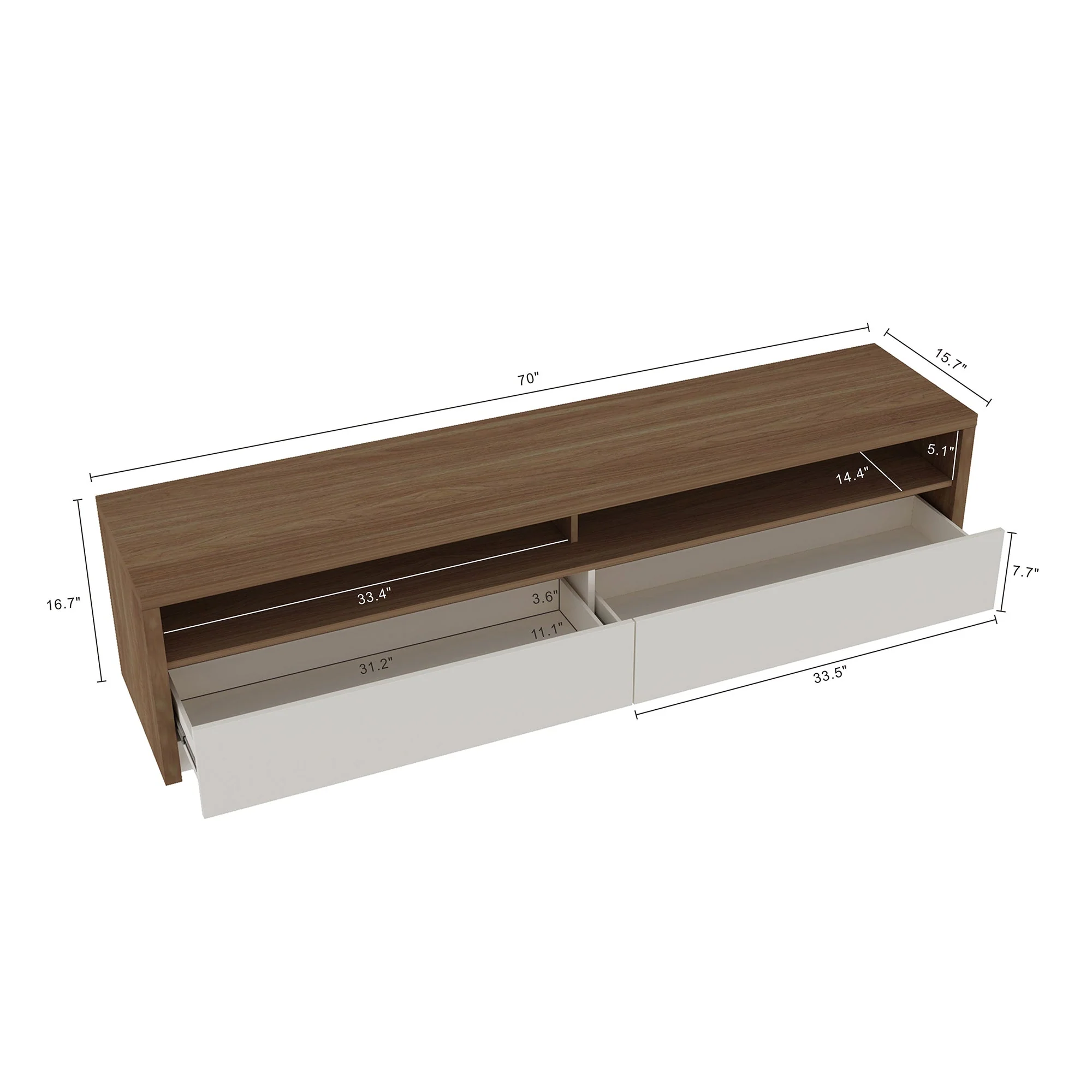 Duncan 70" TV Stand in Maple and Off White - Image 3