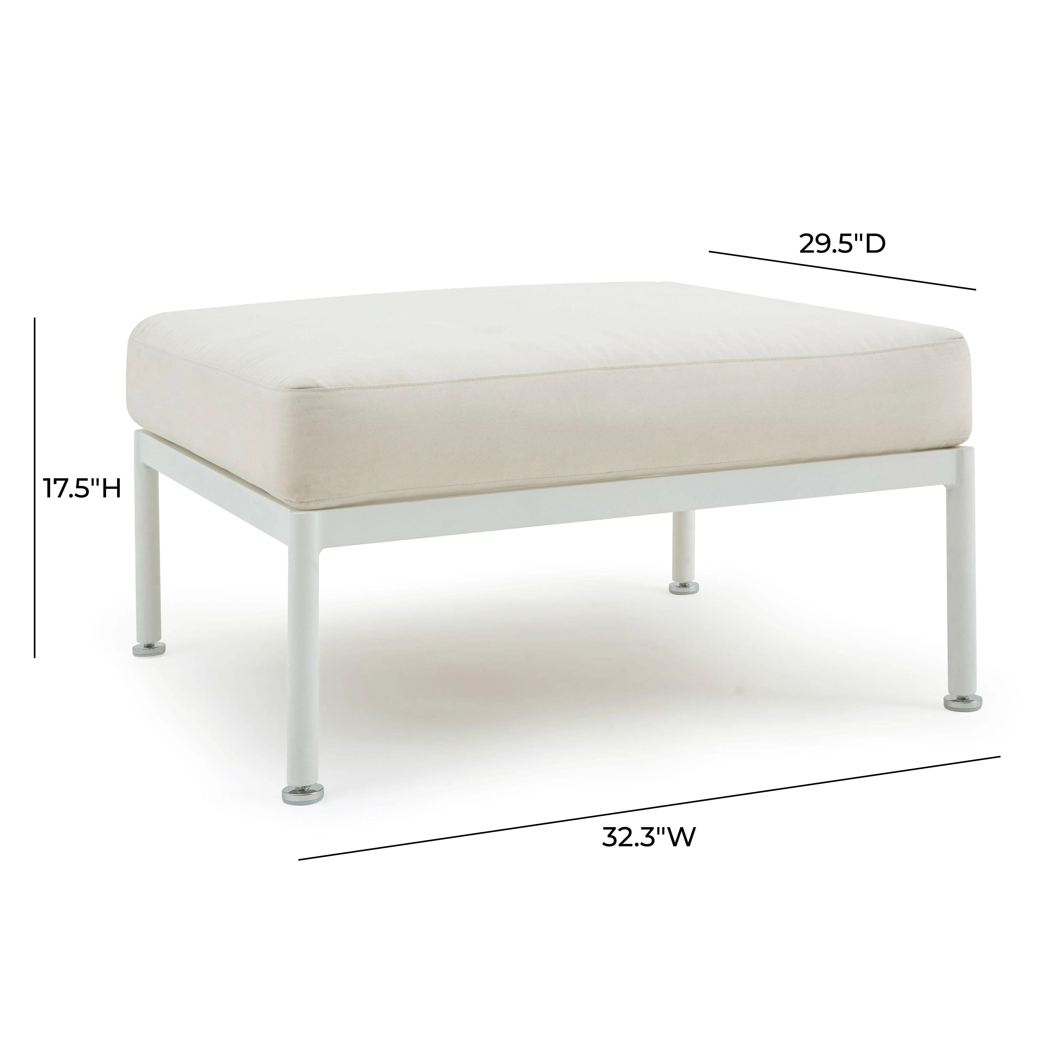 Dunes Cream Outdoor Ottoman - Image 5