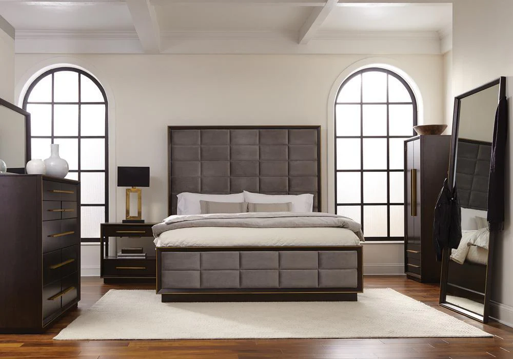 Durango California King Upholstered Bed Smoked Peppercorn/Gray - Image 2