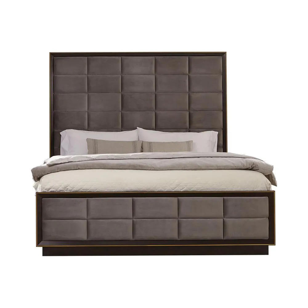 Durango Gray and Smoked Peppercorn Upholstered Eastern King Bed - Image 2
