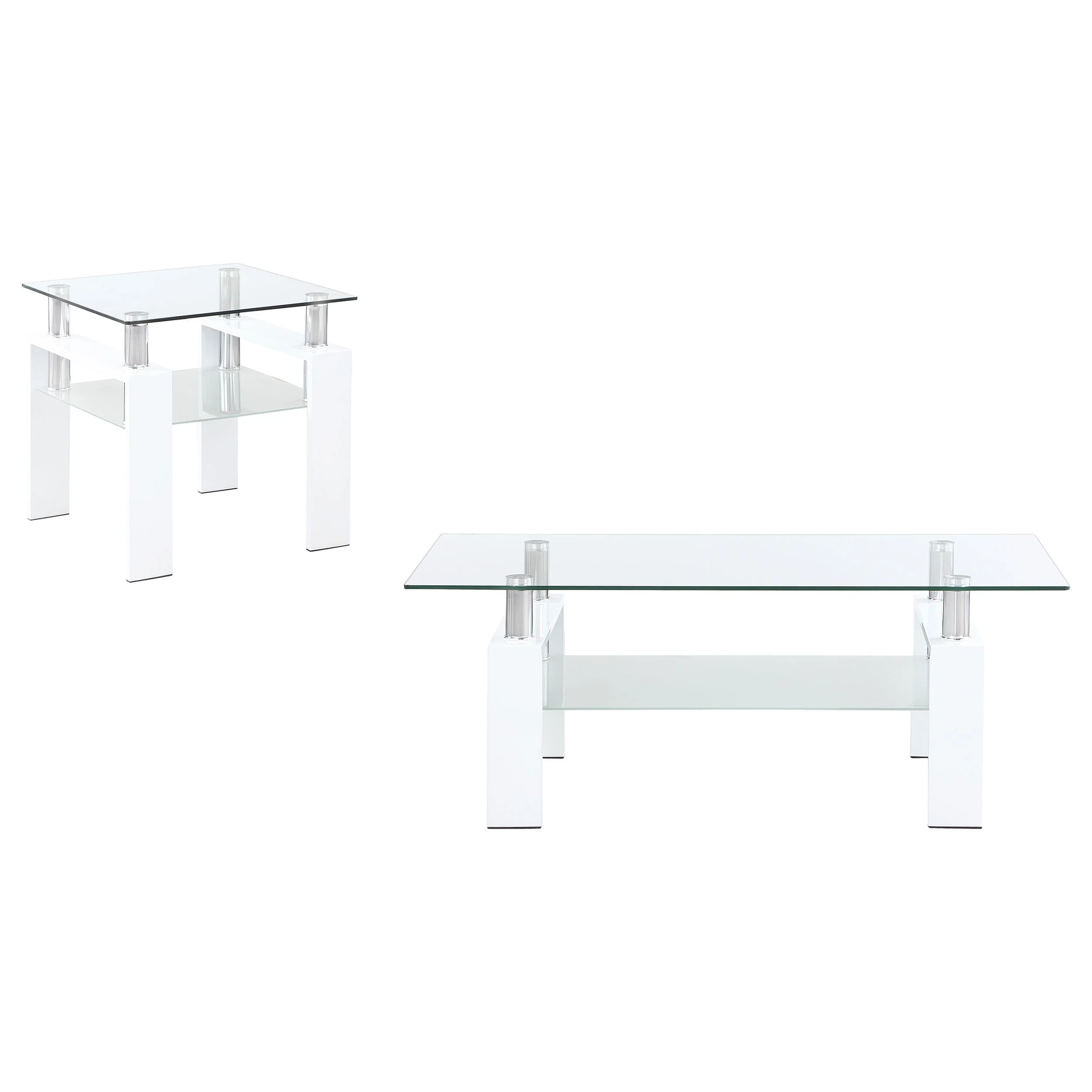 Dyer White 2-Piece Rectangular Coffee and End Table Set - Image 2